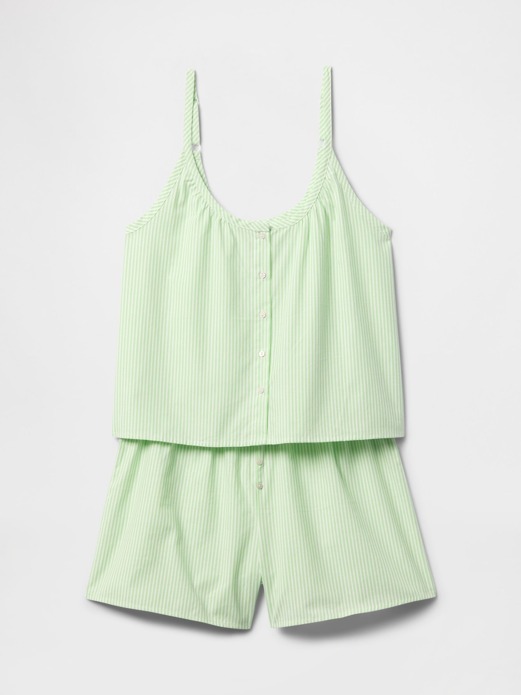 Green Poplin Pyjama Shorts Set - Image 3 of 3