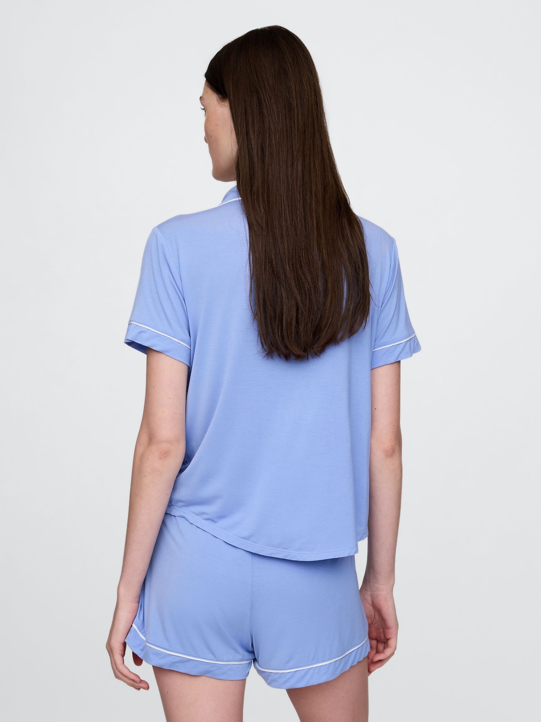 Blue Modal Short Sleeve Pyjama Top - Image 2 of 4