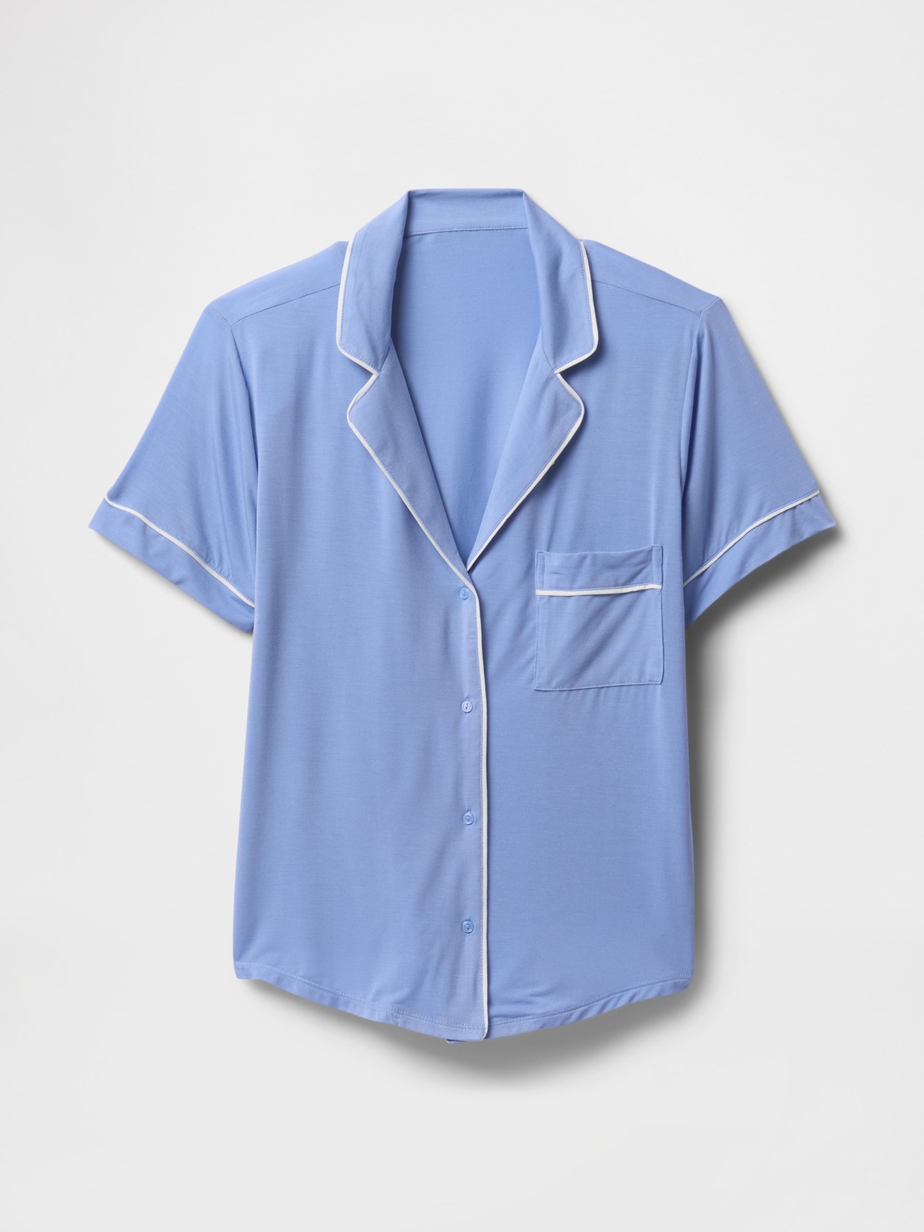 Blue Modal Short Sleeve Pyjama Top - Image 4 of 4