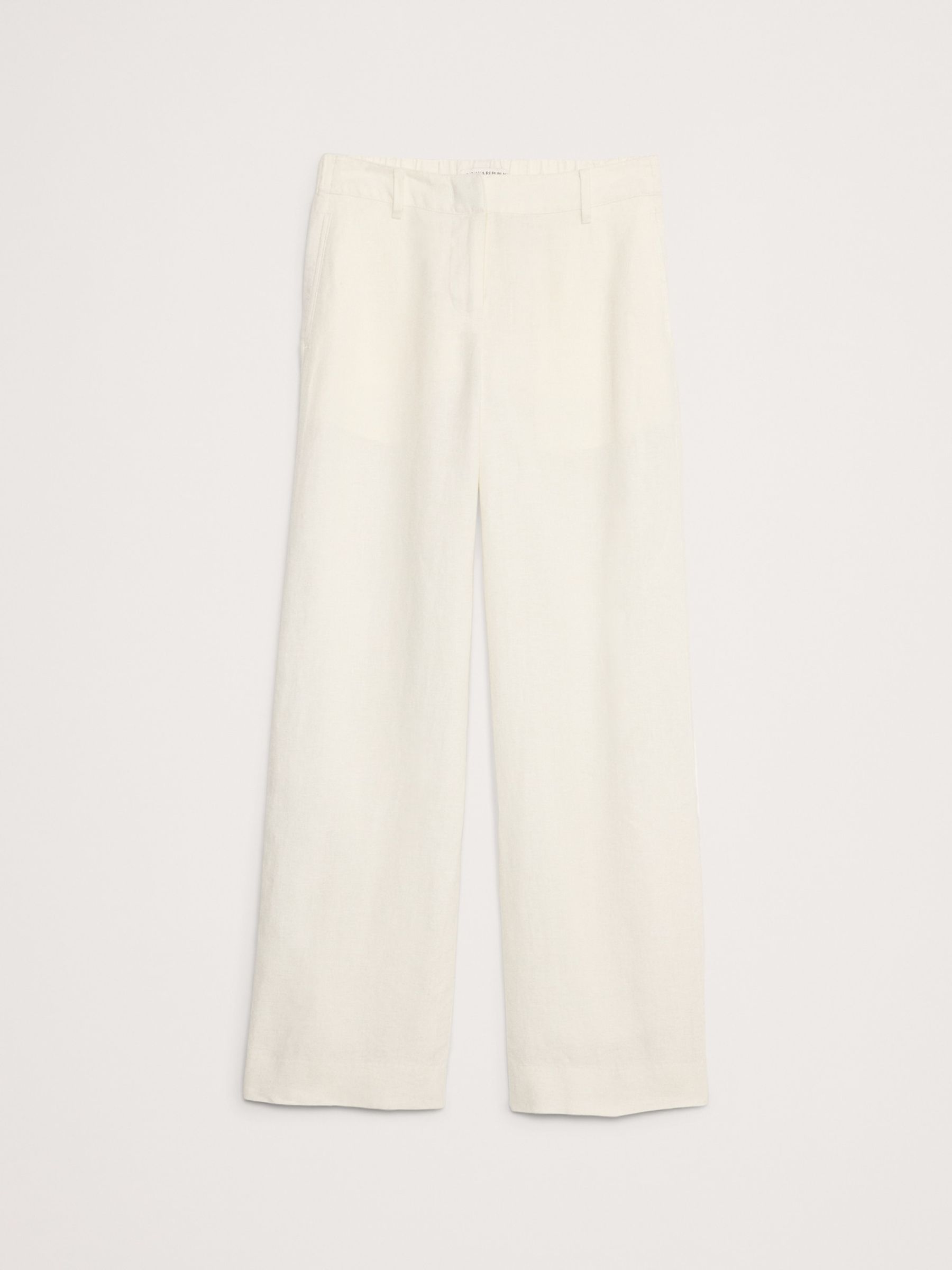 Banana Republic White Everyday 100% Linen Mid Rise Wide-Leg Trousers - Image 4 of 4