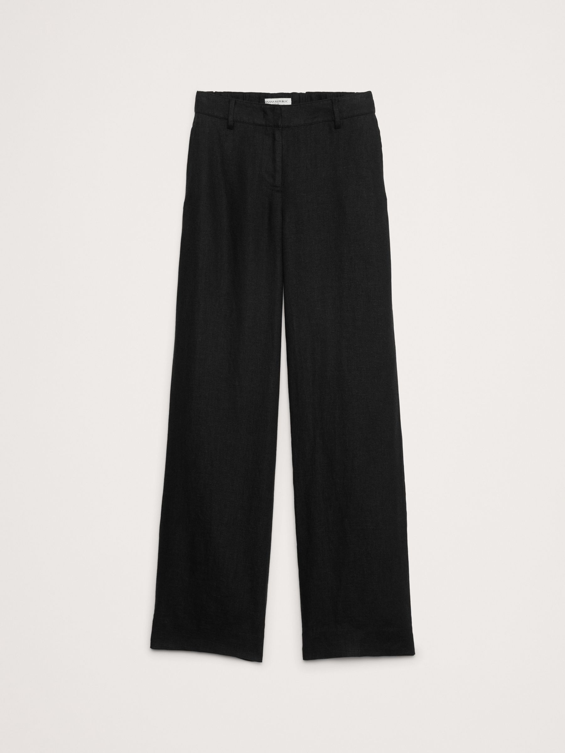 Banana Republic Black Everyday 100% Linen Mid Rise Wide-Leg