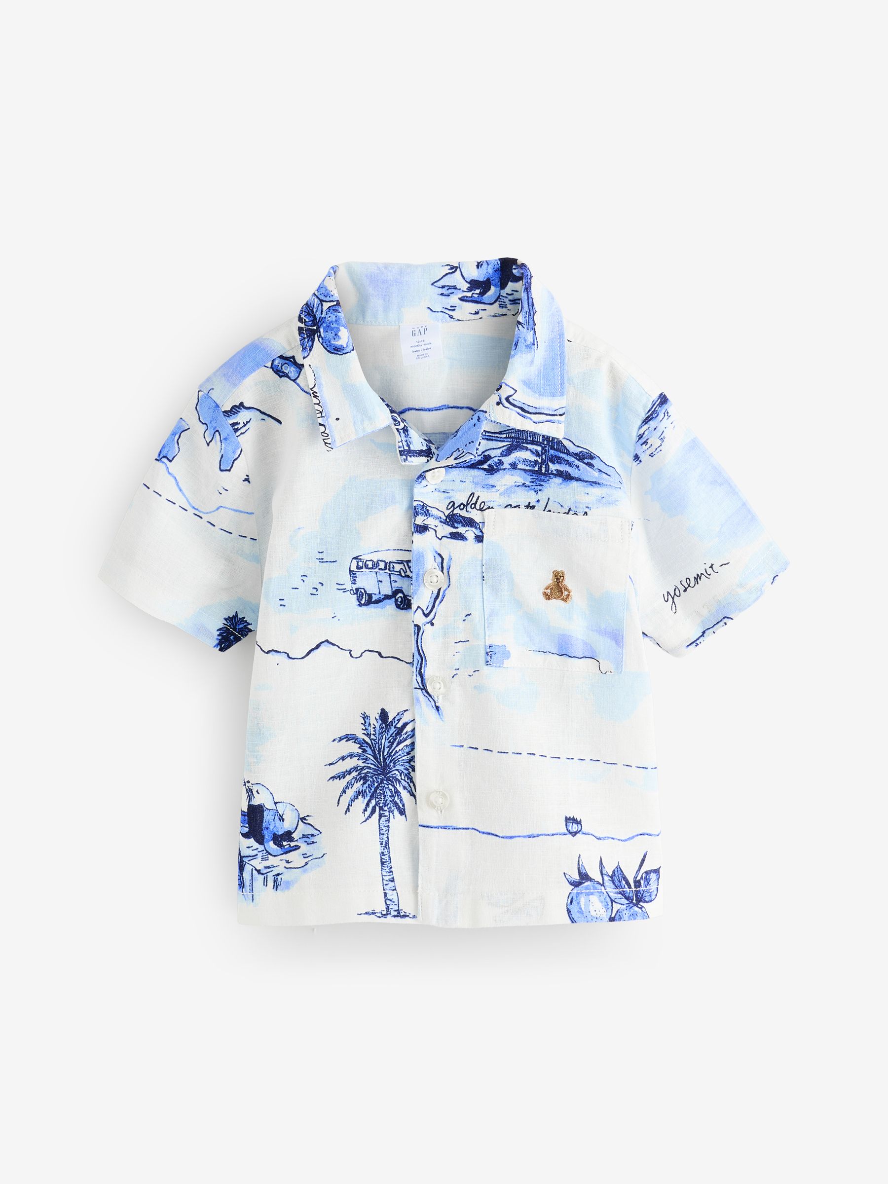 Blue Linen-Cotton Cabana Shirt (6mths-5yrs) - Image 2 of 5
