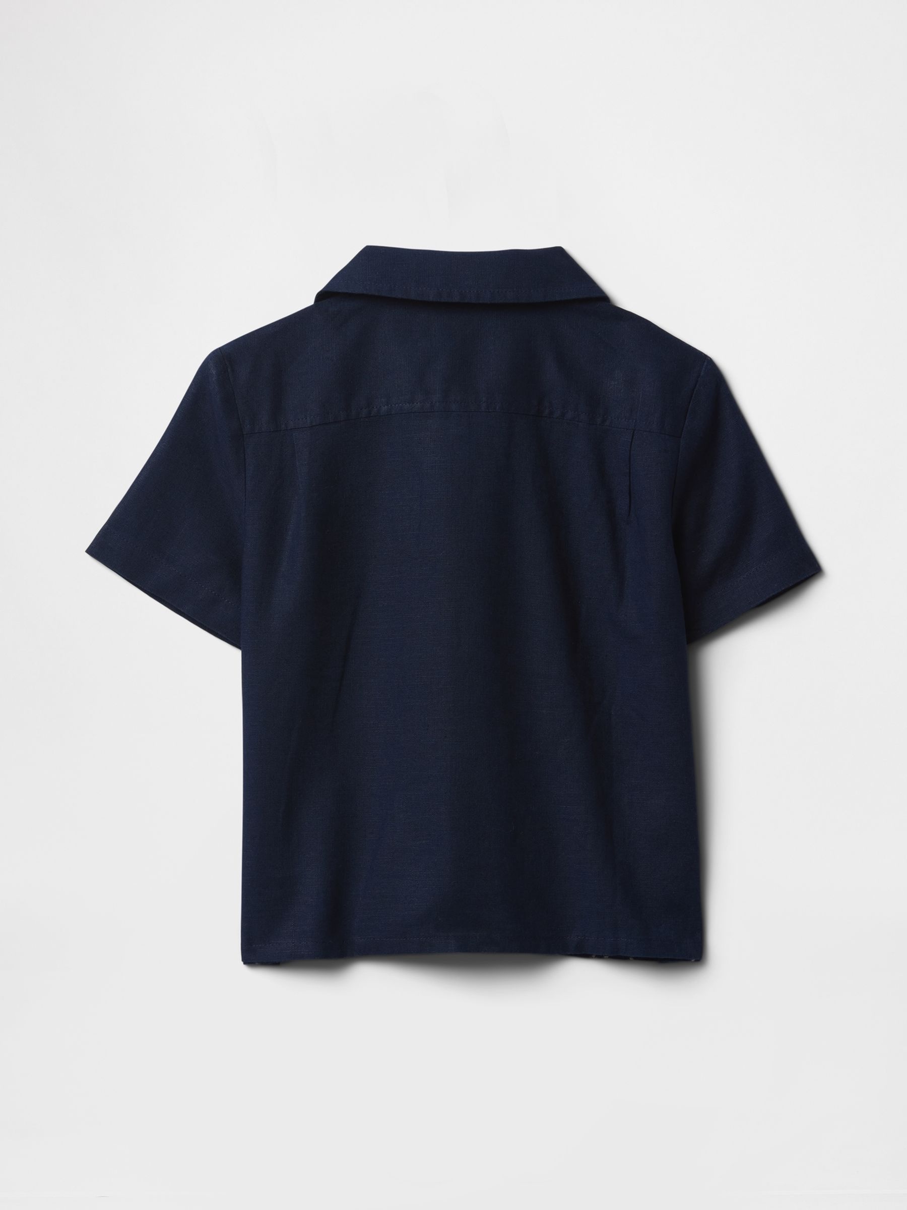 Navy Blue Linen-Cotton Cabana Shirt (6mths-5yrs) - Image 3 of 4