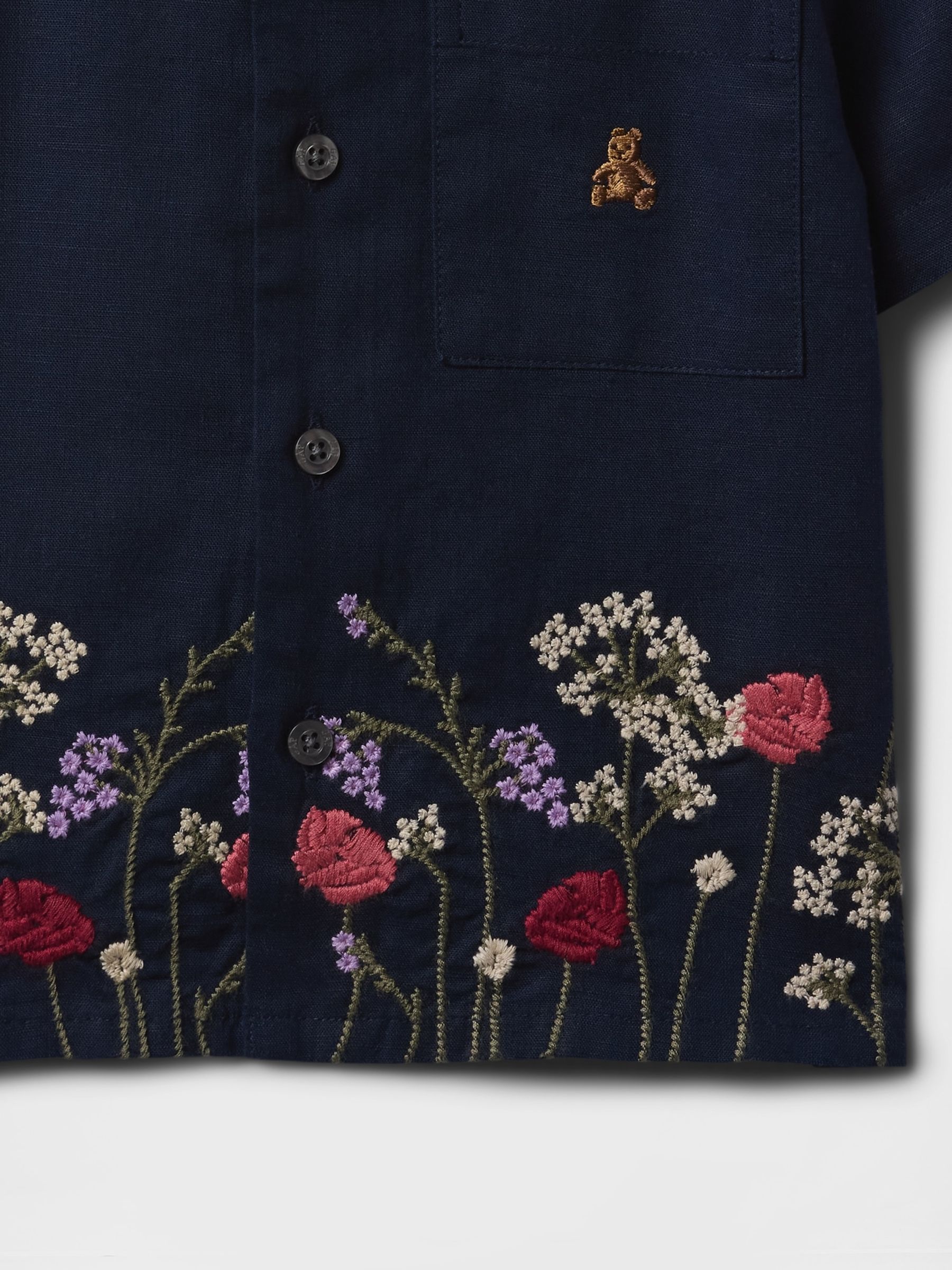 Navy Blue Linen-Cotton Cabana Shirt (6mths-5yrs) - Image 4 of 4