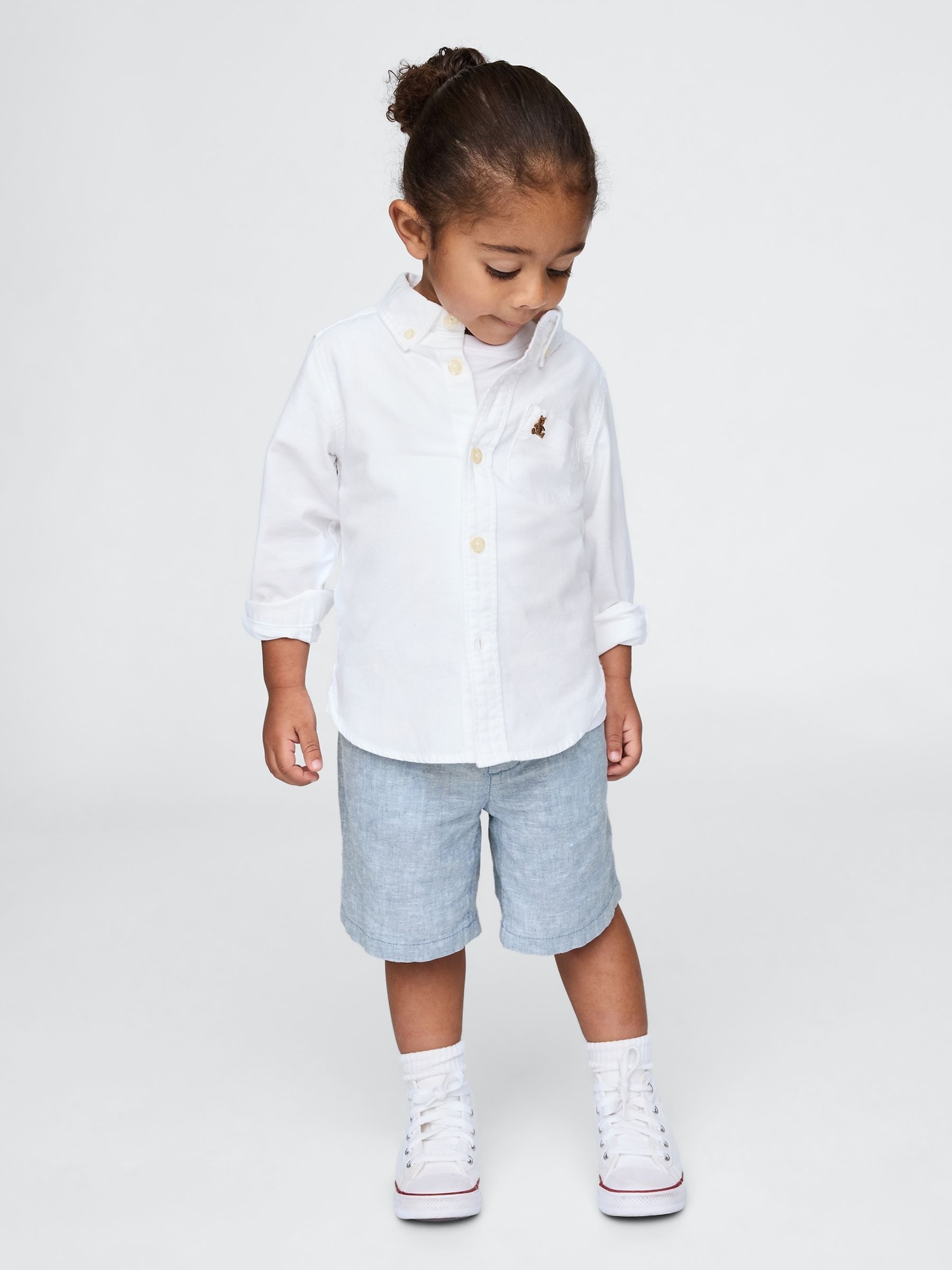 Blue Linen-Cotton Shorts (6mths-5yrs) - Image 1 of 2