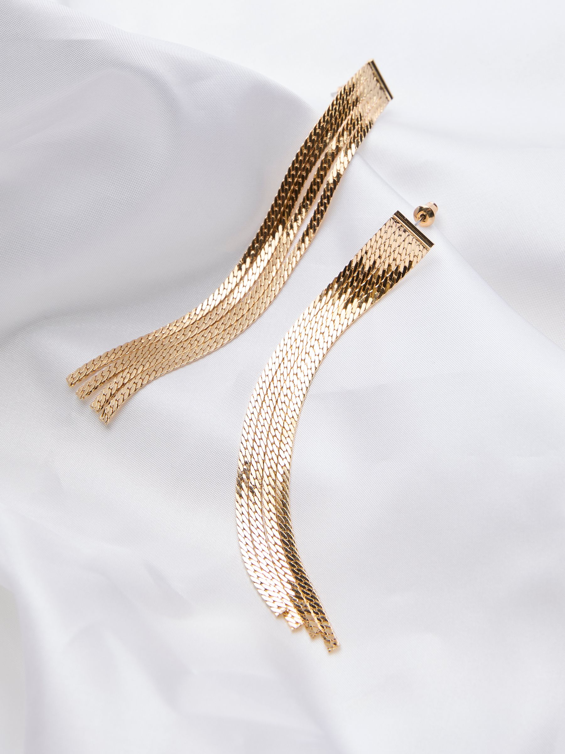 Gold Tone Chain Link Earrings - Image 2 of 2