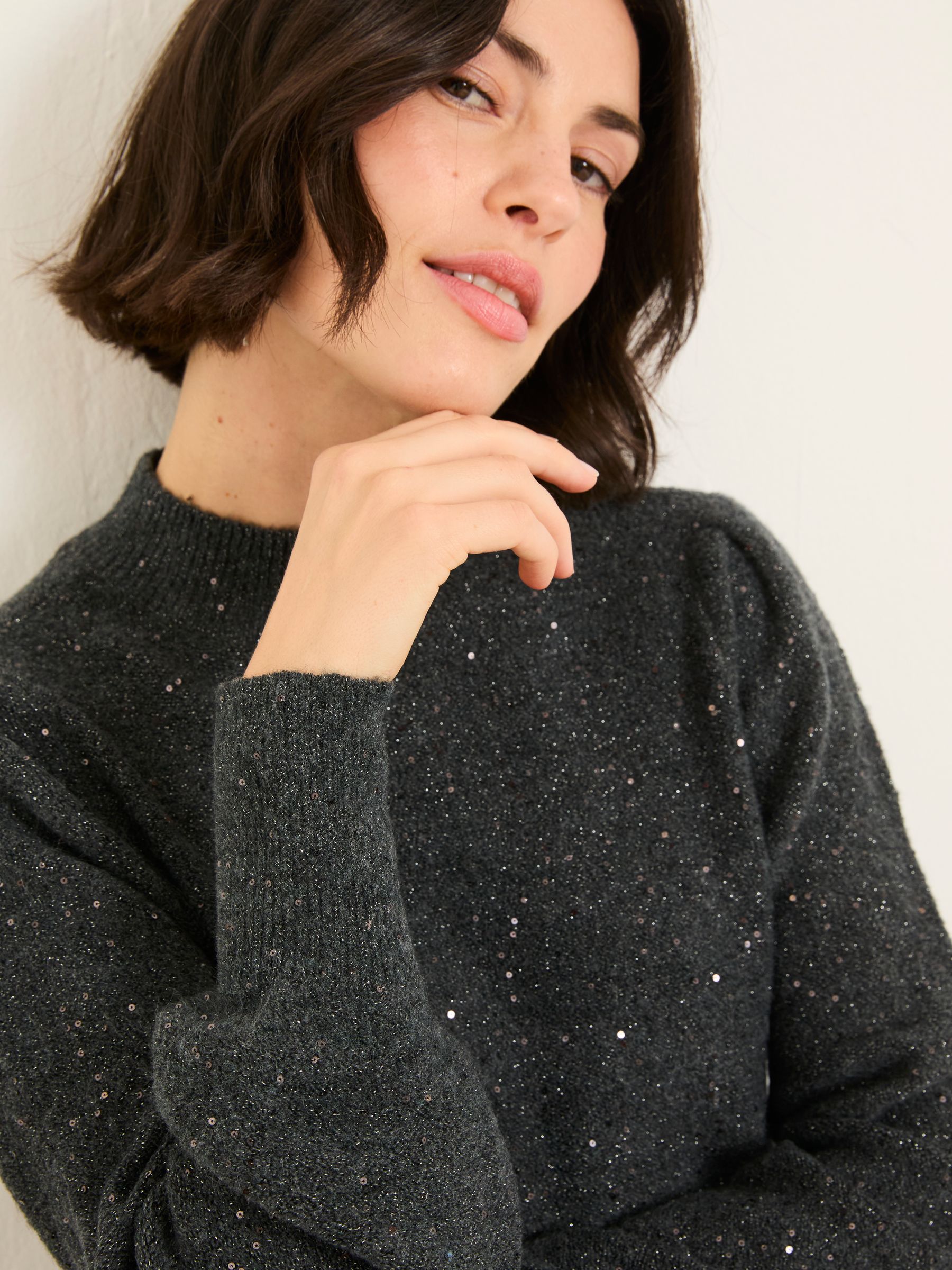Charcoal Grey Petite Sparkle Knit Dress - Image 5 of 5