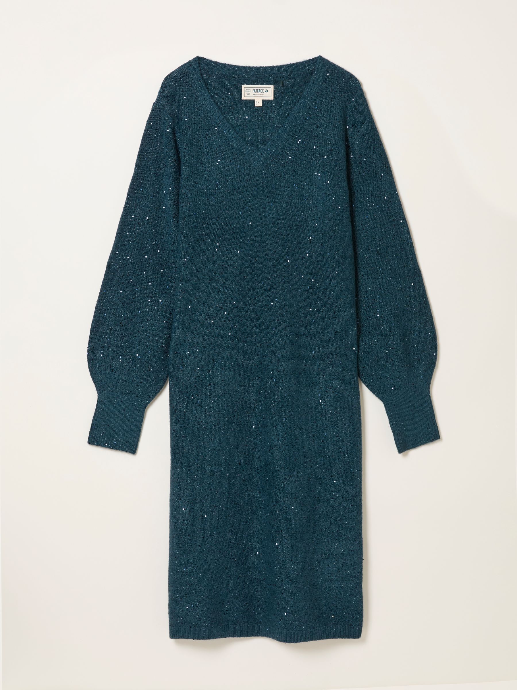 Teal Blue Petite Sparkle Knit Midi Dress - Image 6 of 6