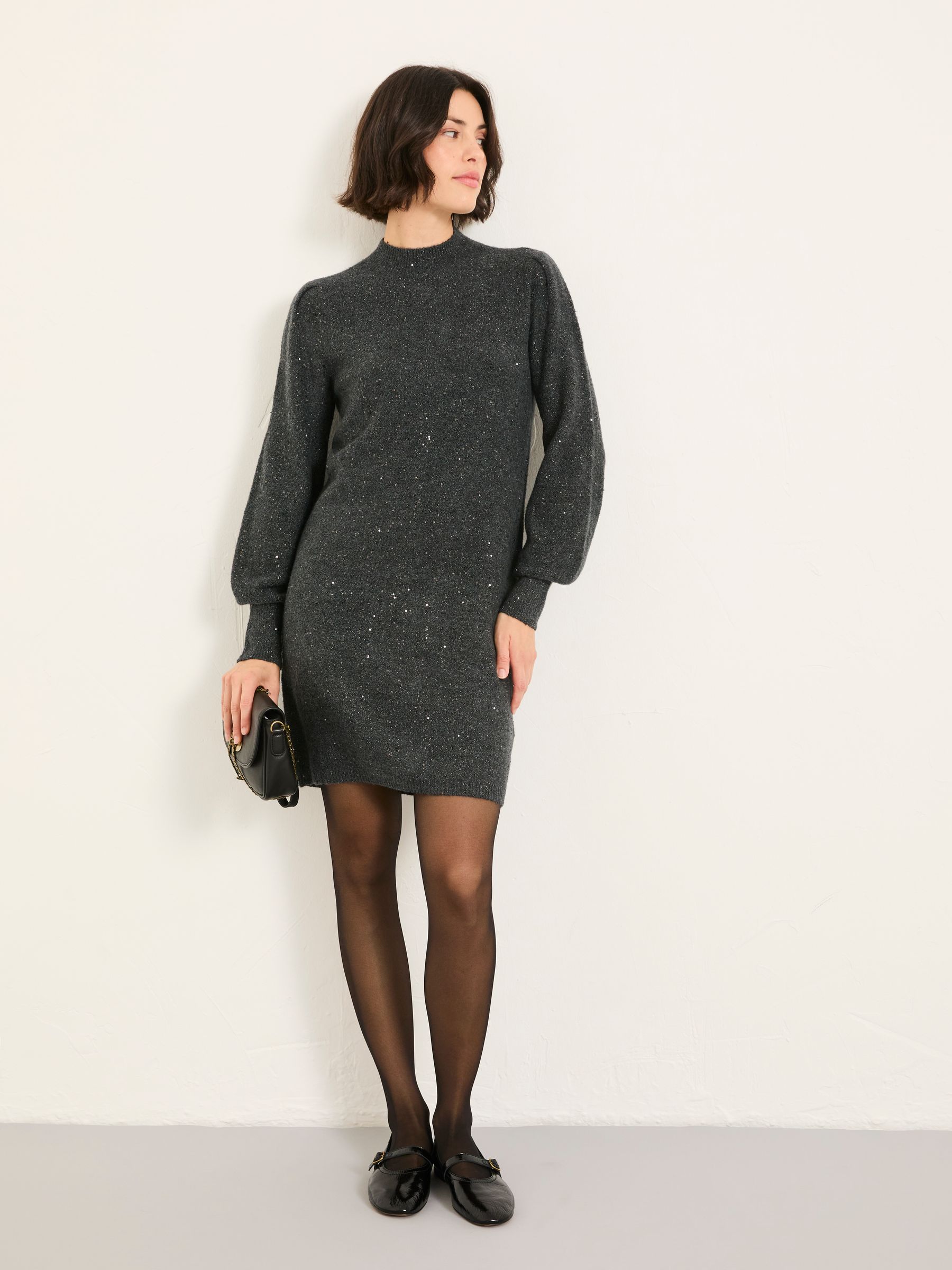 Charcoal Grey Regular Sparkle Knit Dress - Image 2 of 6