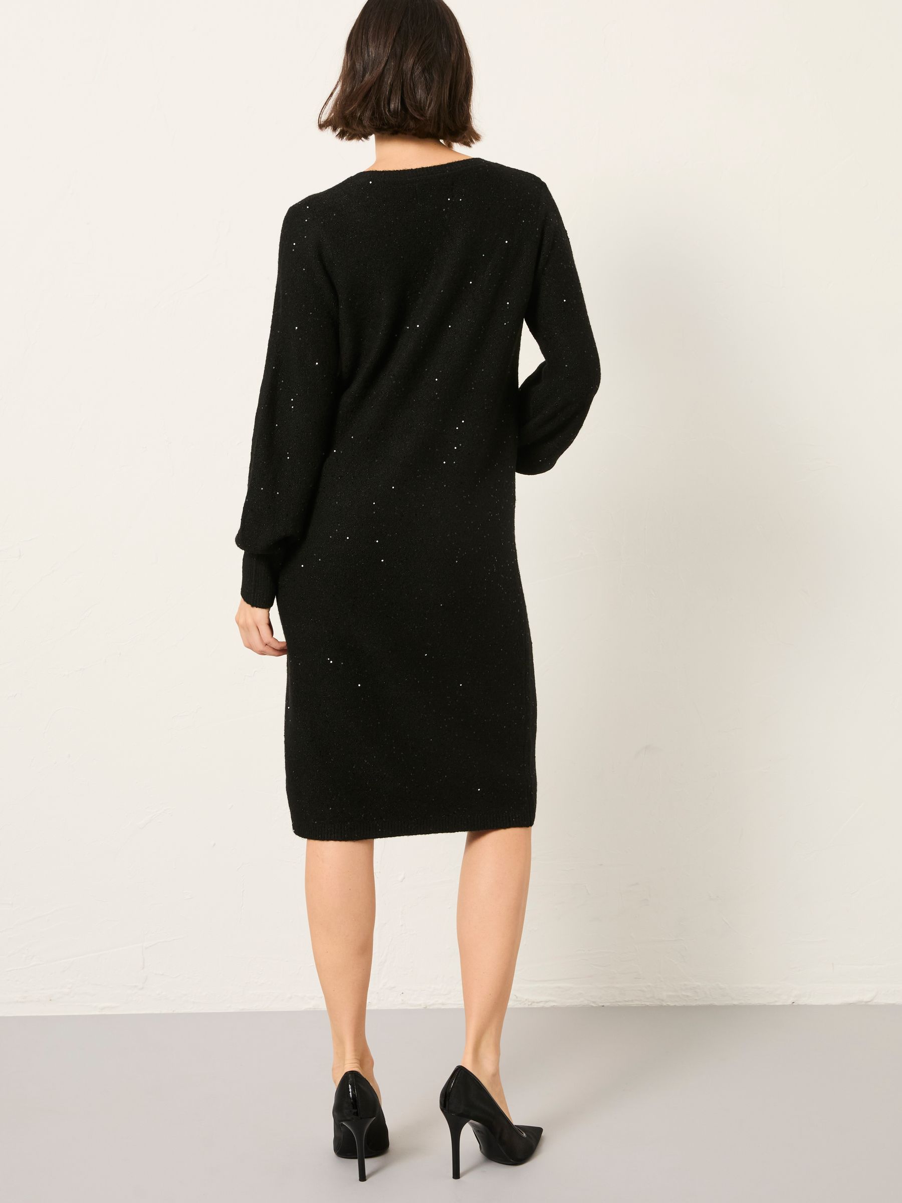 Black Regular Sparkle Knit Midi Dress - Image 2 of 6