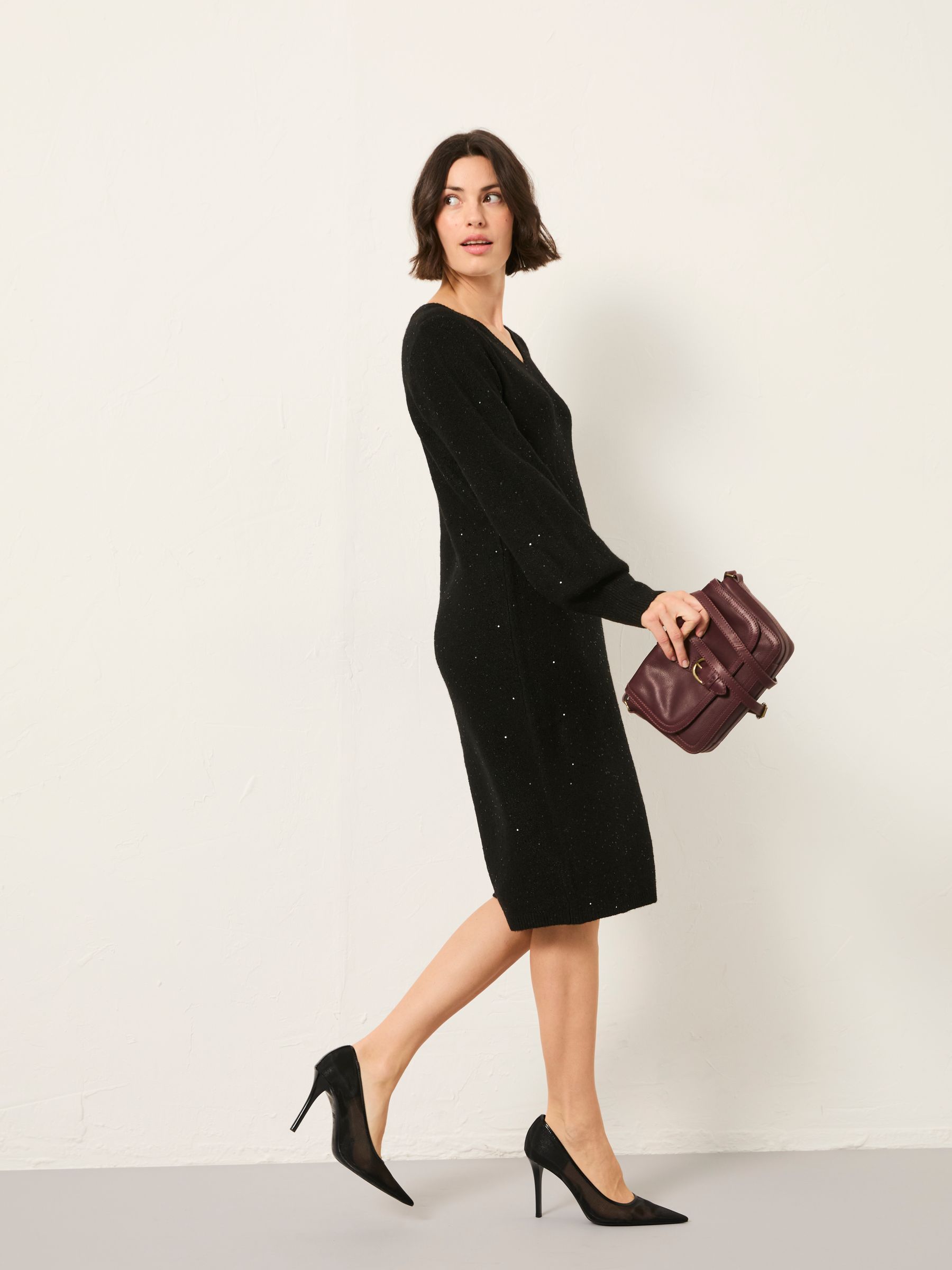 Black Regular Sparkle Knit Midi Dress - Image 3 of 6