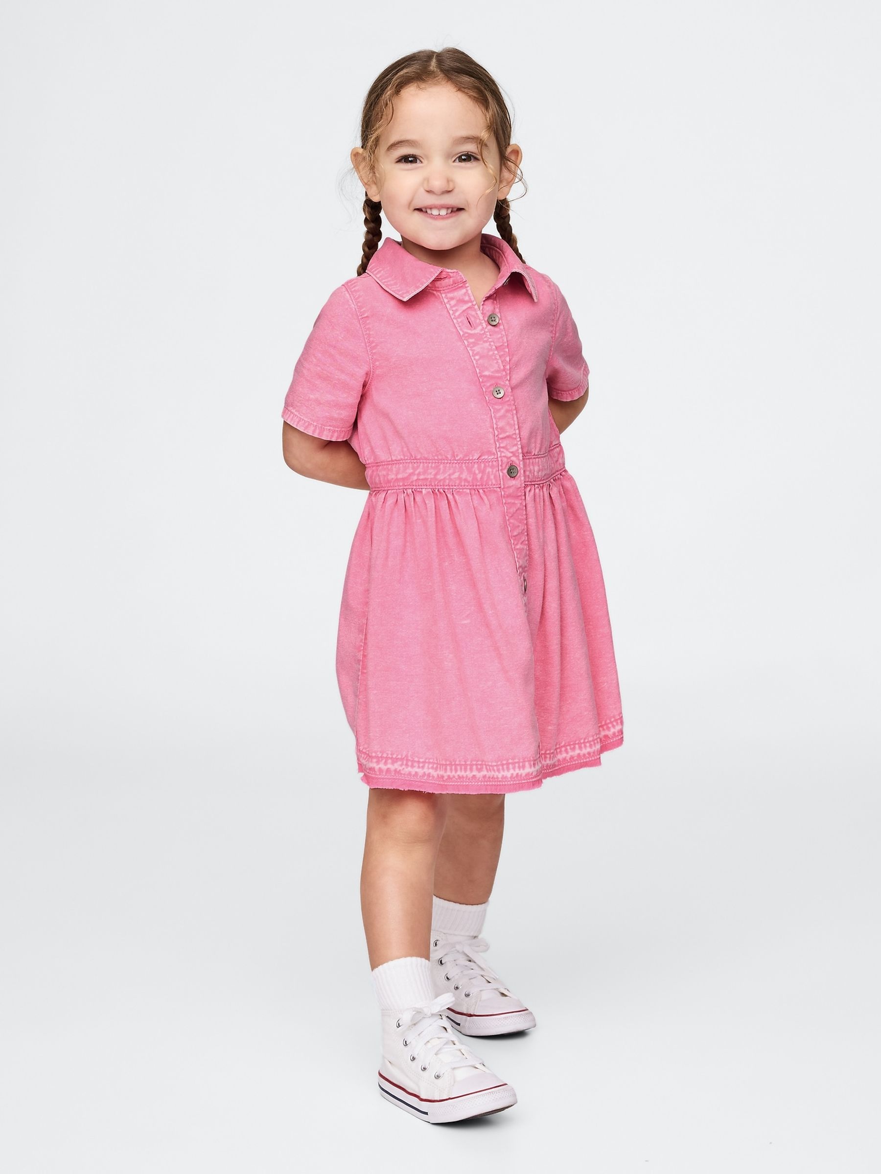 Pink Denim Shirt Dress (6mths-5yrs) - Image 1 of 3