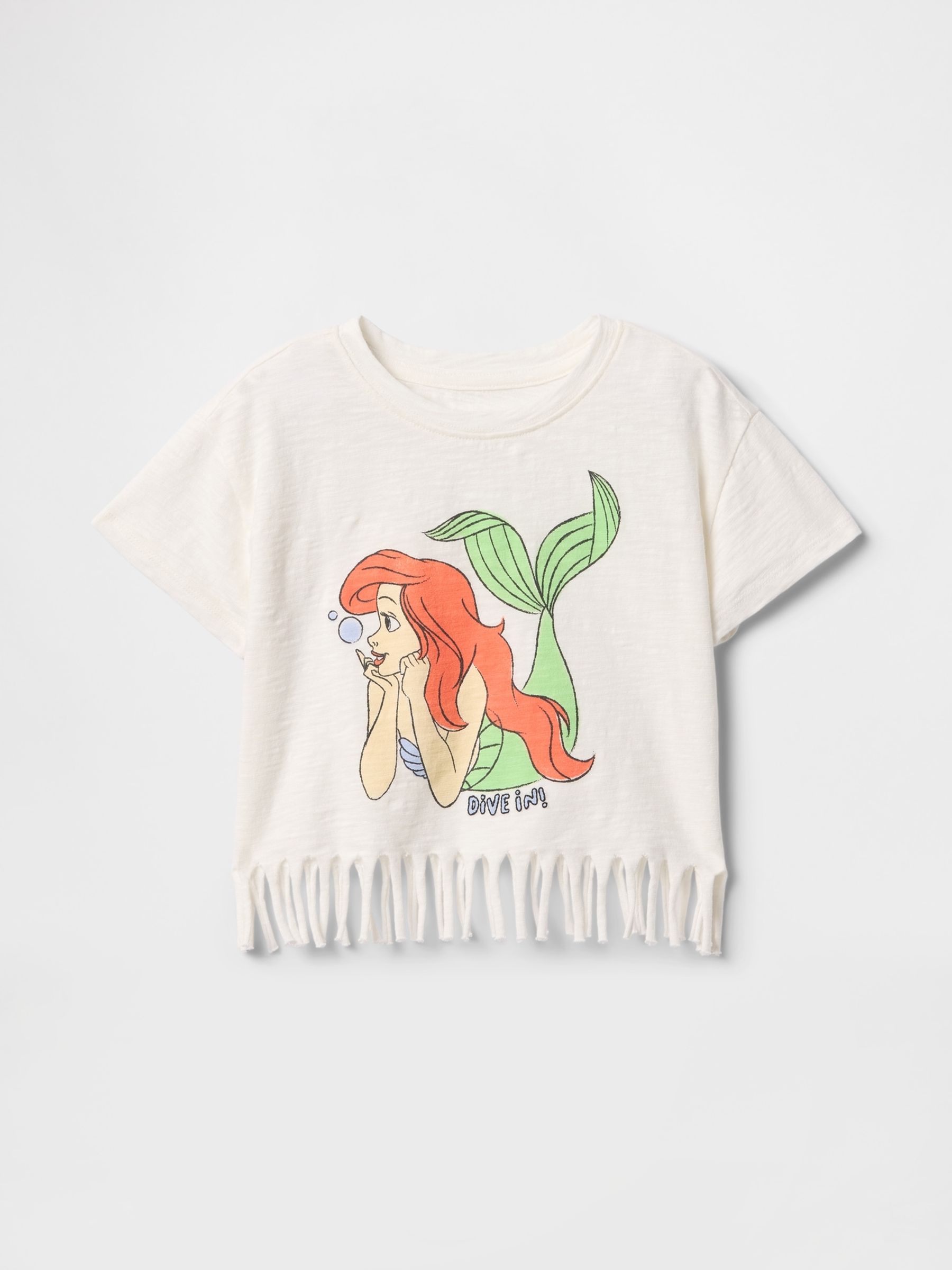 White Ariel Disney Short Sleeve Fringe T-Shirt (6mths-5yrs) - Image 1 of 3