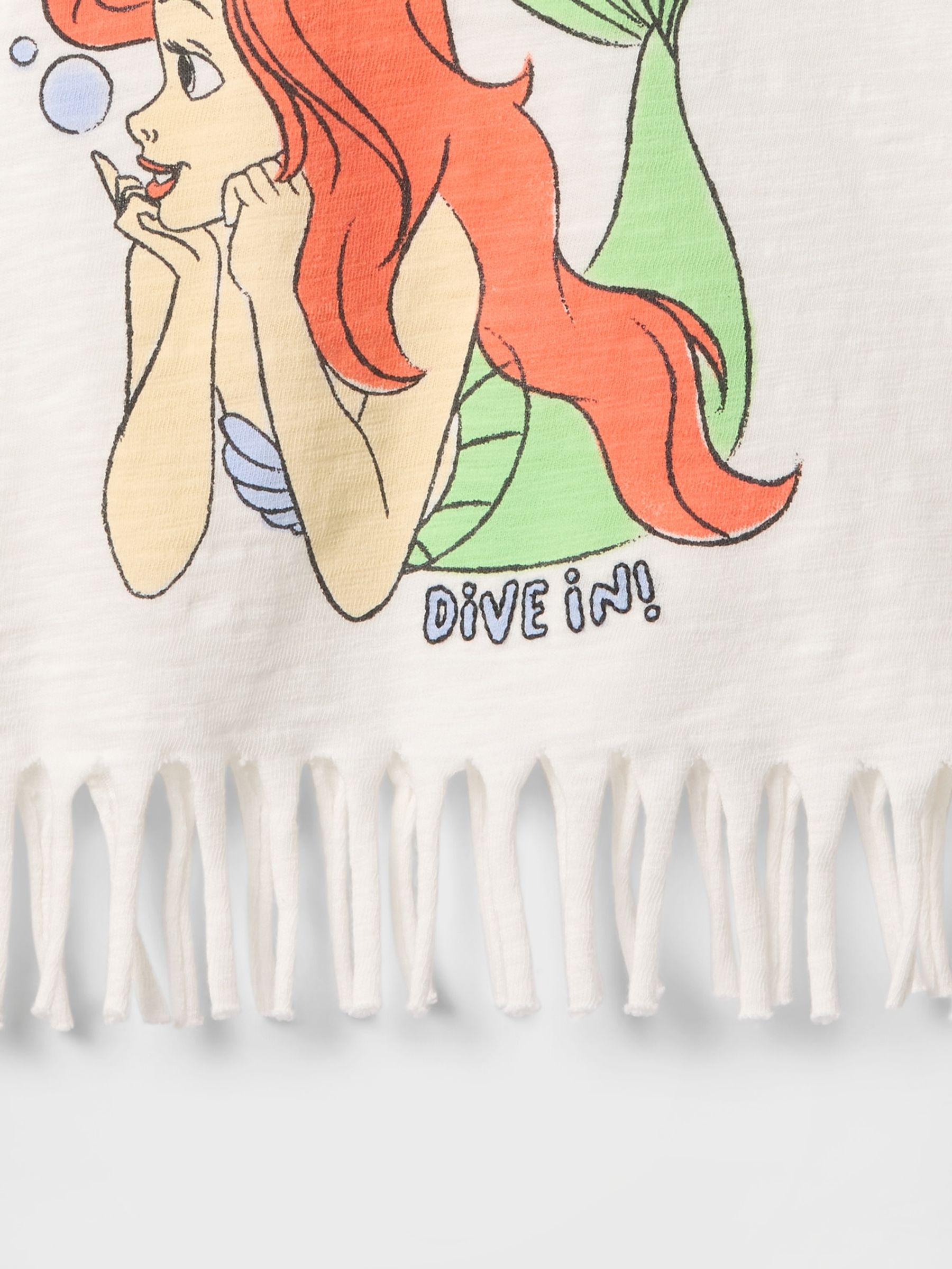 White Ariel Disney Short Sleeve Fringe T-Shirt (6mths-5yrs) - Image 3 of 3