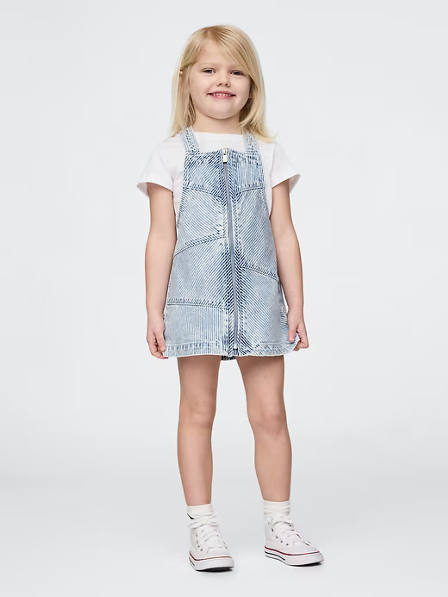 Blue Cotton Striped Denim Pinafore Dress (6mths-5yrs) - Image 2 of 4