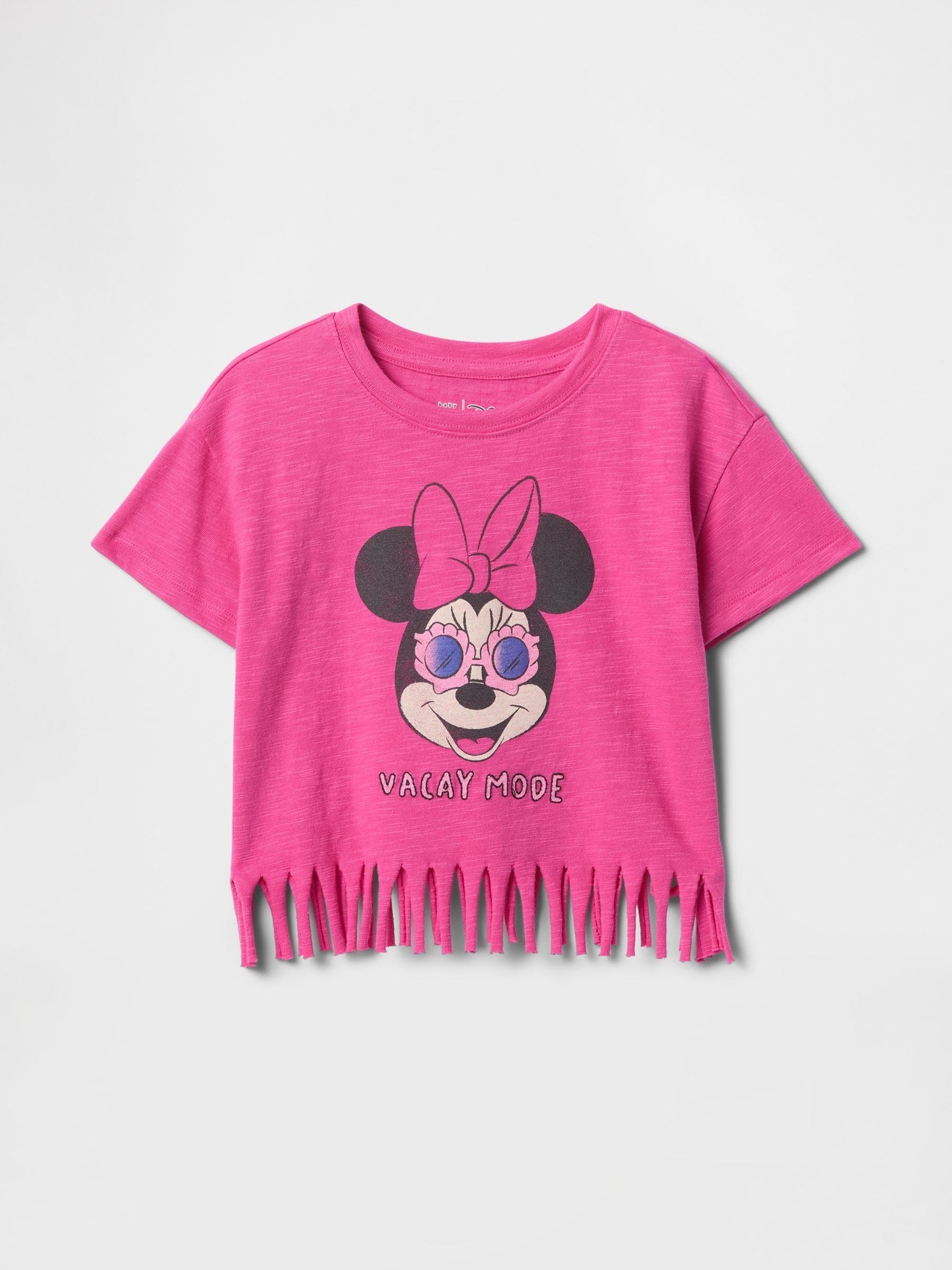Pink Minnie Mouse Disney Short Sleeve Fringe T-Shirt (6mths-5yrs) - Image 1 of 1