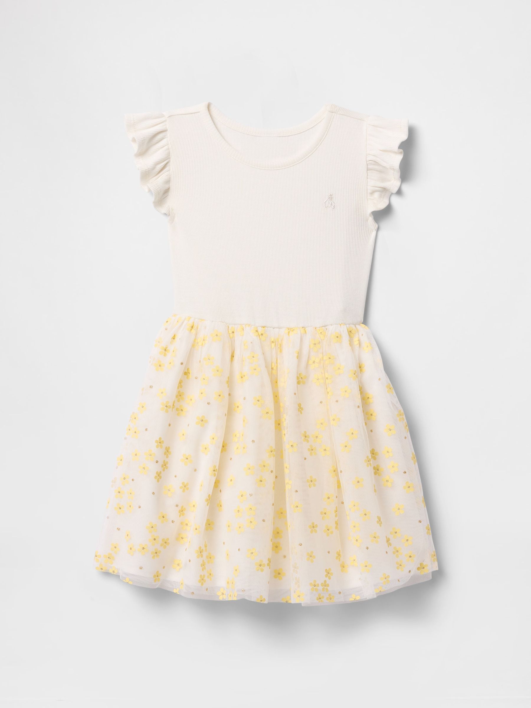 White 2 in 1 Flower Tulle Dress (6mths-5yrs) - Image 2 of 3