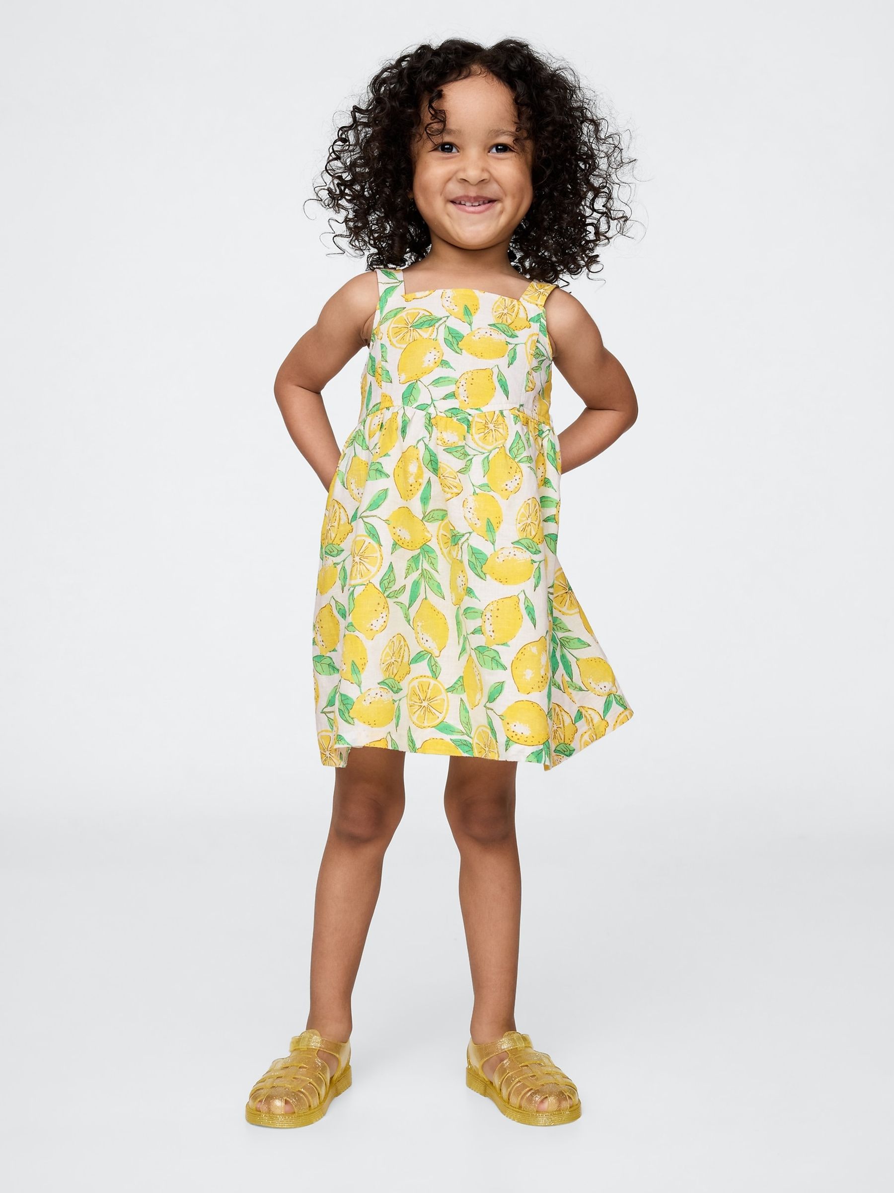 Yellow Linen-Cotton Lemon Dress (6mths-5yrs) - Image 1 of 3