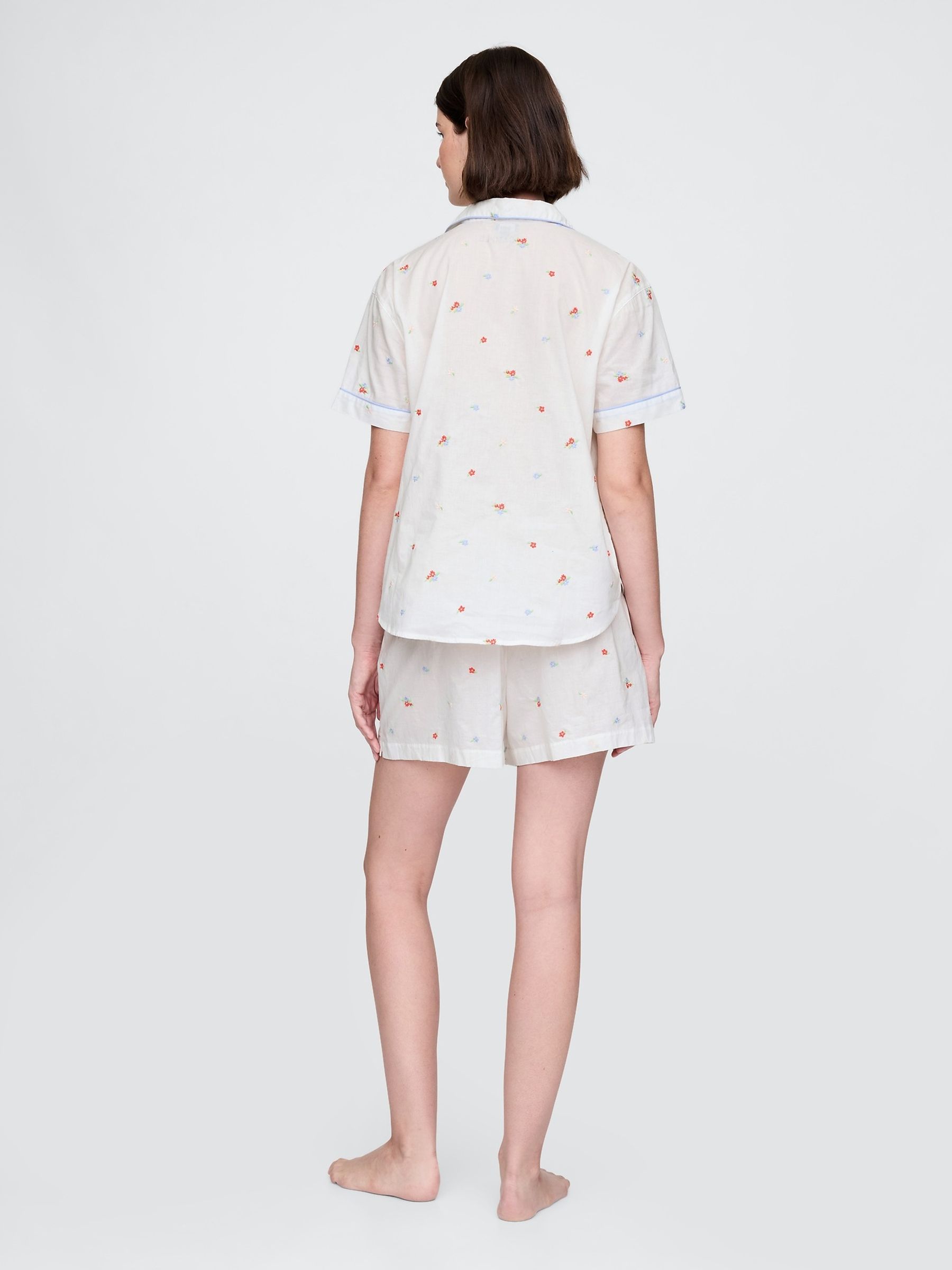 White Floral Embroidered Pyjama Boxer Shorts - Image 2 of 4