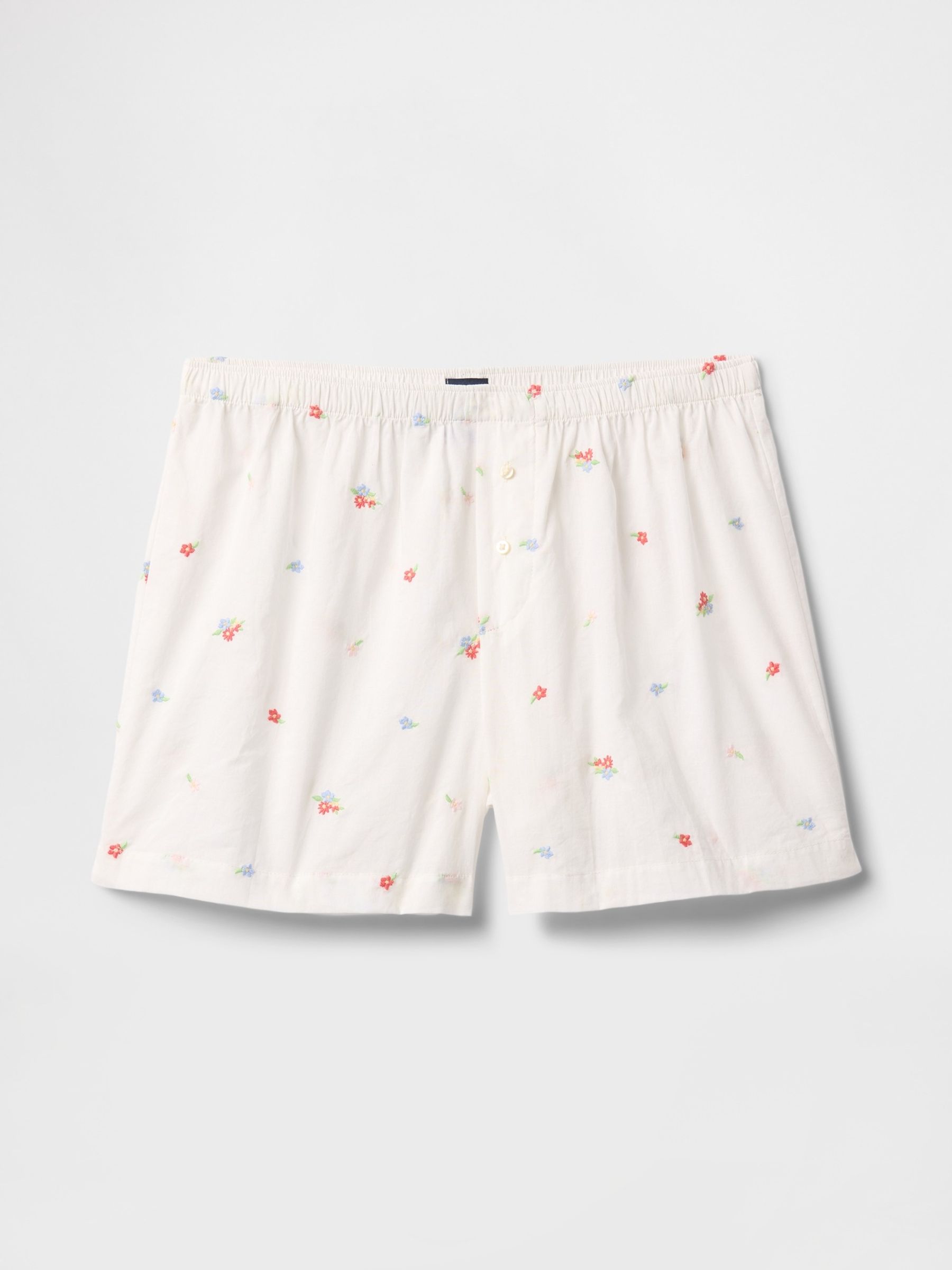 White Floral Embroidered Pyjama Boxer Shorts - Image 3 of 4