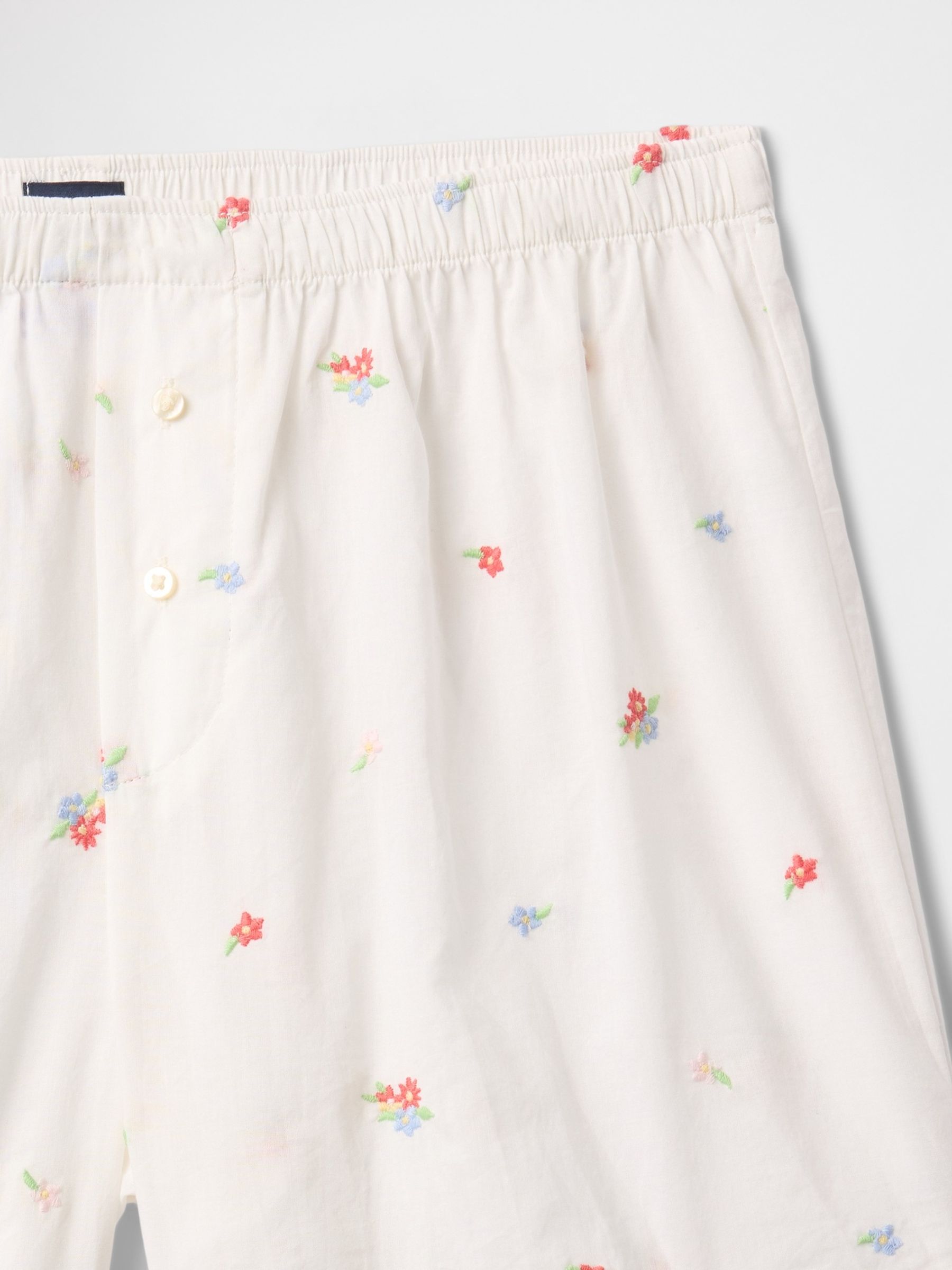 White Floral Embroidered Pyjama Boxer Shorts - Image 4 of 4