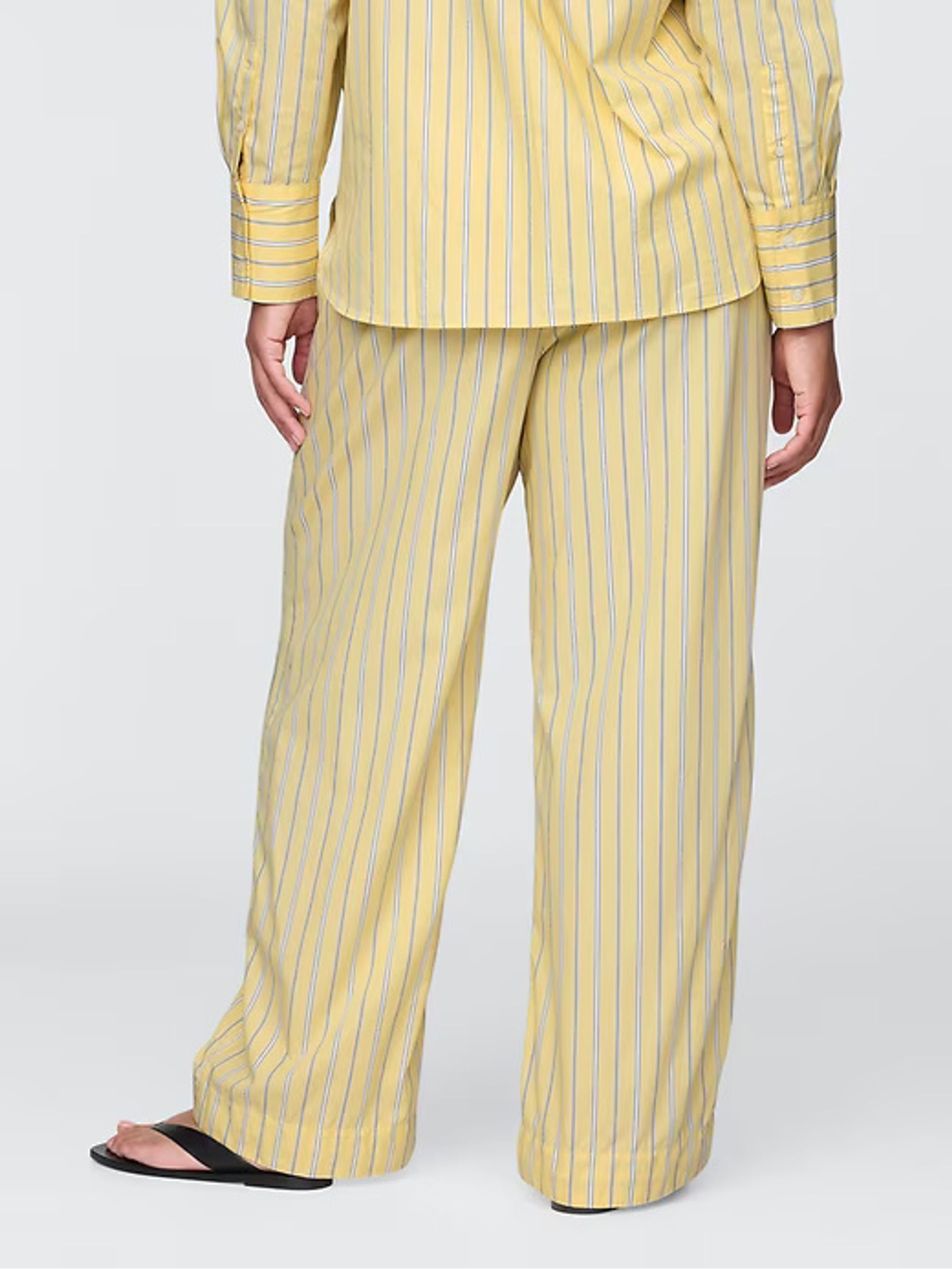 Yellow Cotton Poplin Striped Easy Wide-Leg Trousers - Image 7 of 9