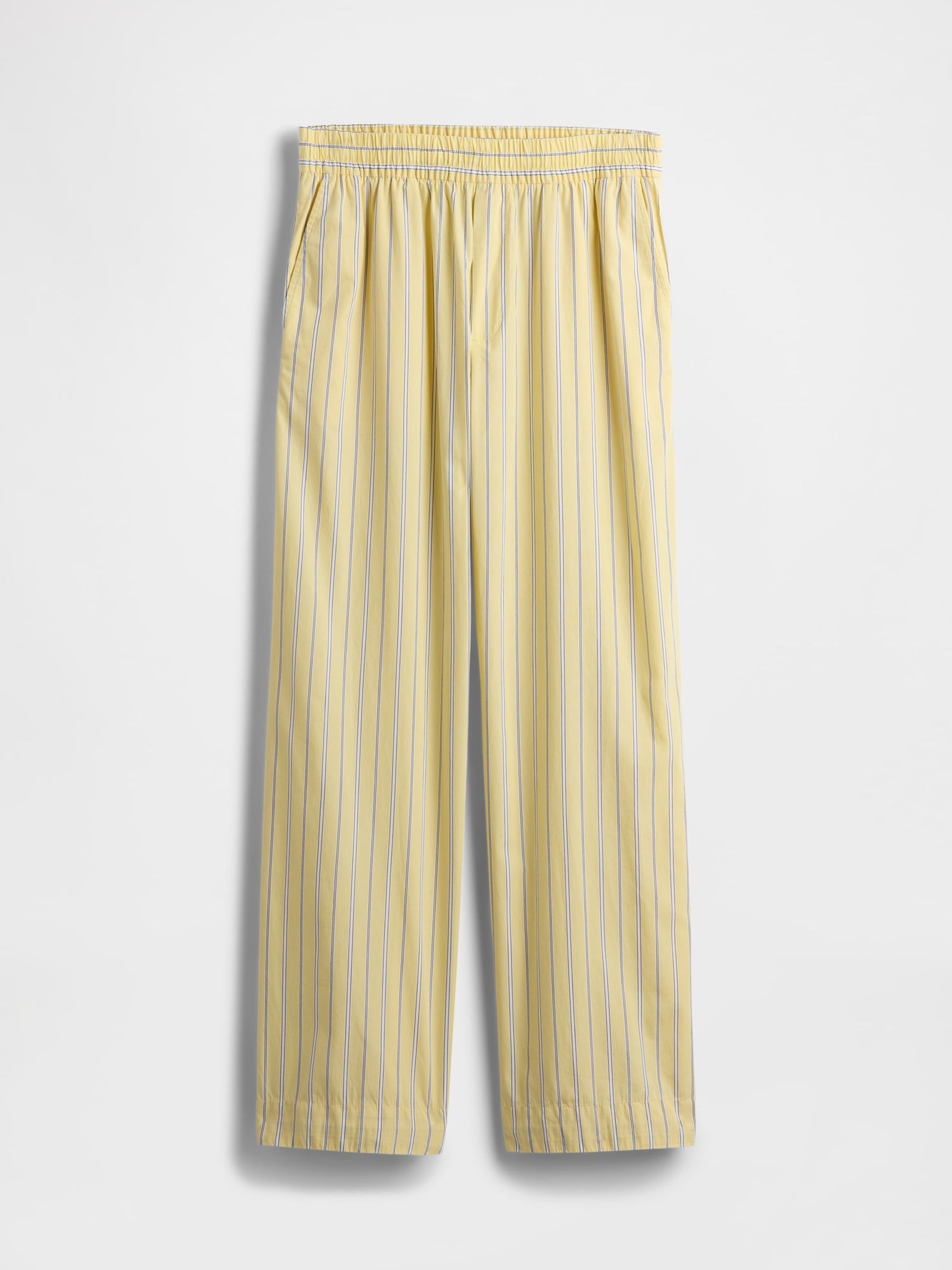 Yellow Cotton Poplin Striped Easy Wide-Leg Trousers - Image 8 of 9