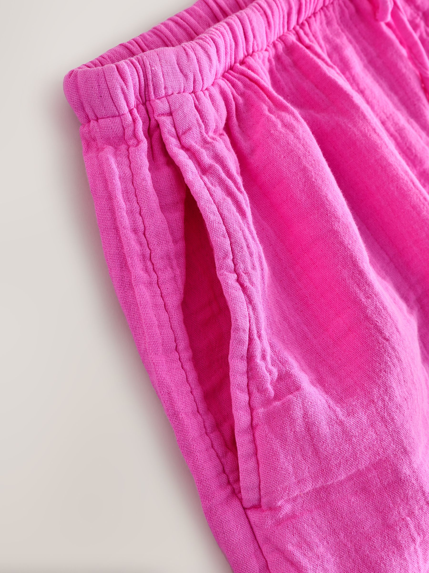 Pink 100% Cotton Crinkle Gauze Easy Shorts - Image 6 of 7