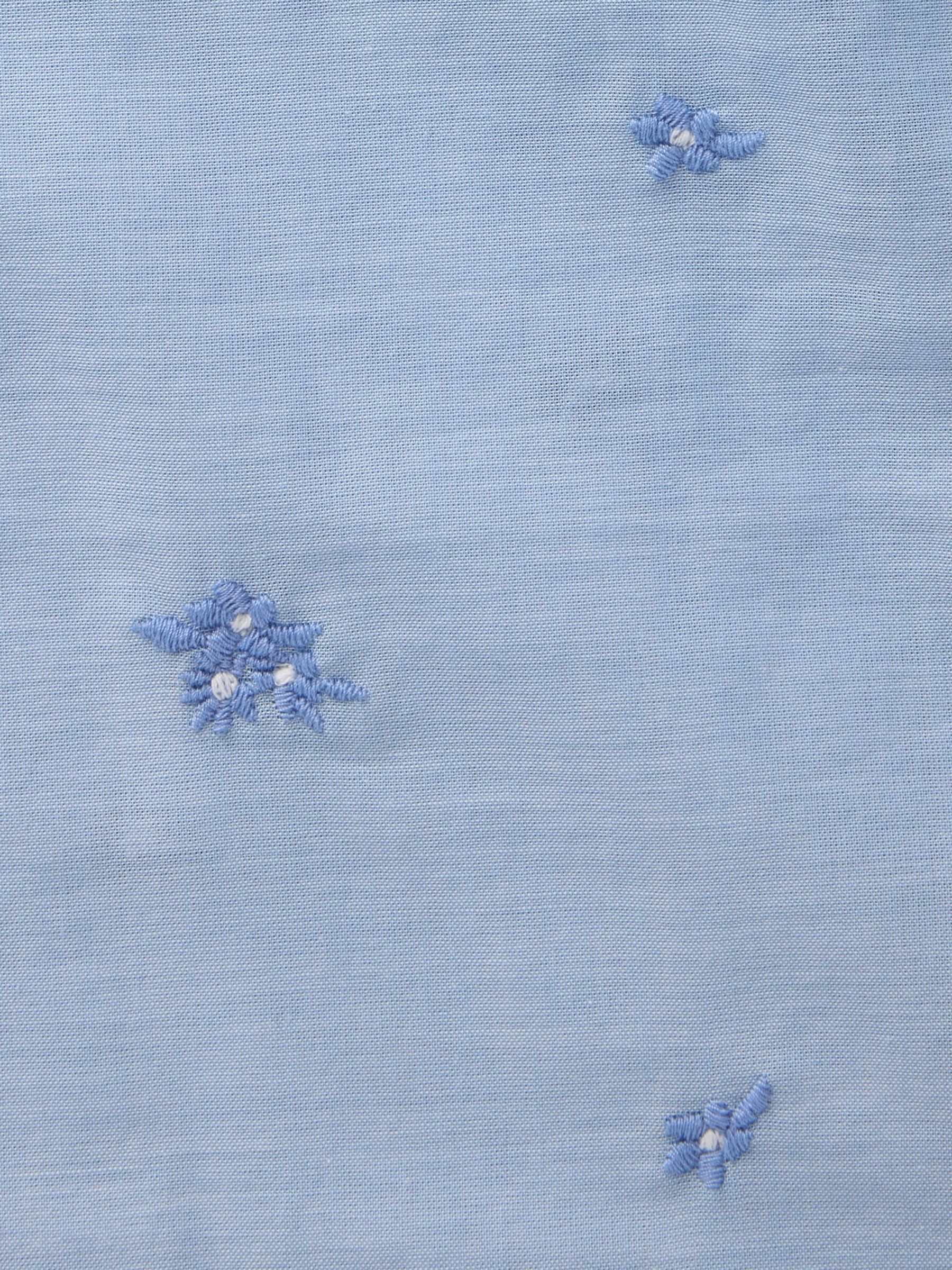 Blue Floral Cotton Embroidered Pyjama Shirt - Image 3 of 3