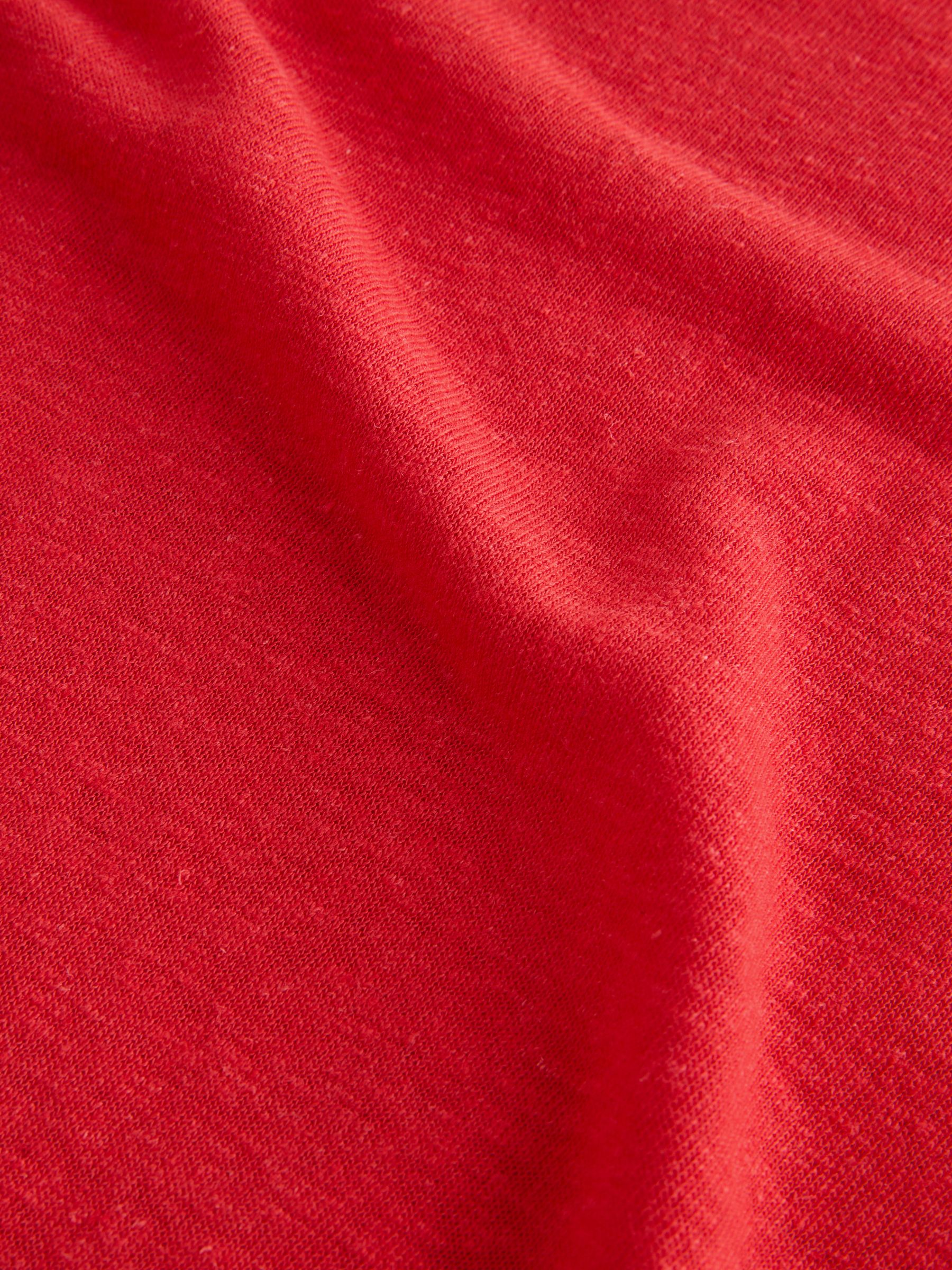 Red Linen Blend Short Sleeve Scoop Neck T-Shirt - Image 5 of 5