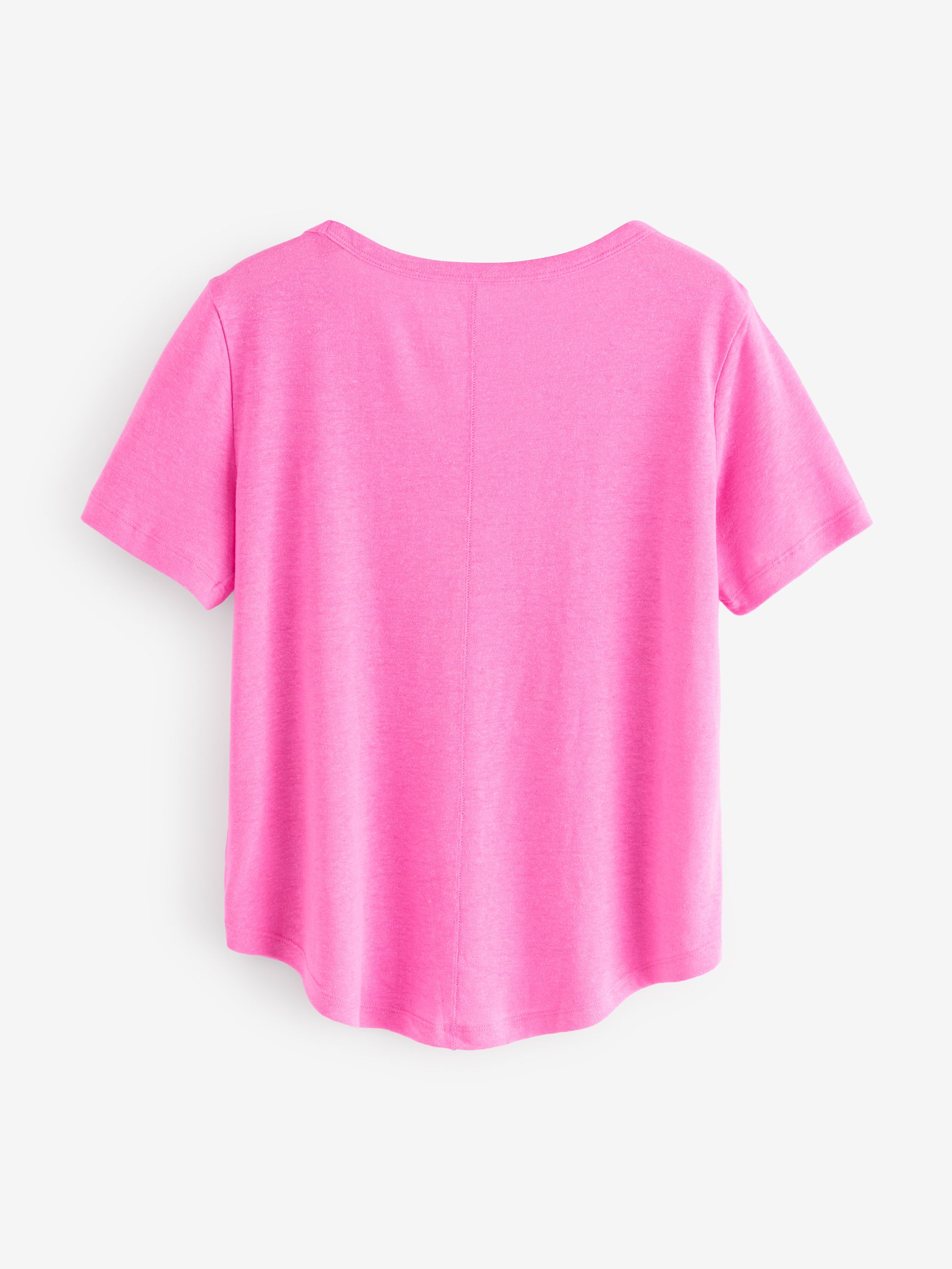 Pink Linen Blend Short Sleeve Scoop Neck T-Shirt - Image 2 of 4