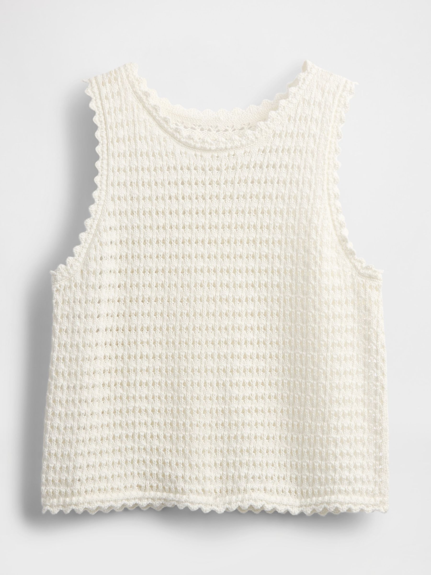 White 100% Cotton Crochet Vest - Image 4 of 5