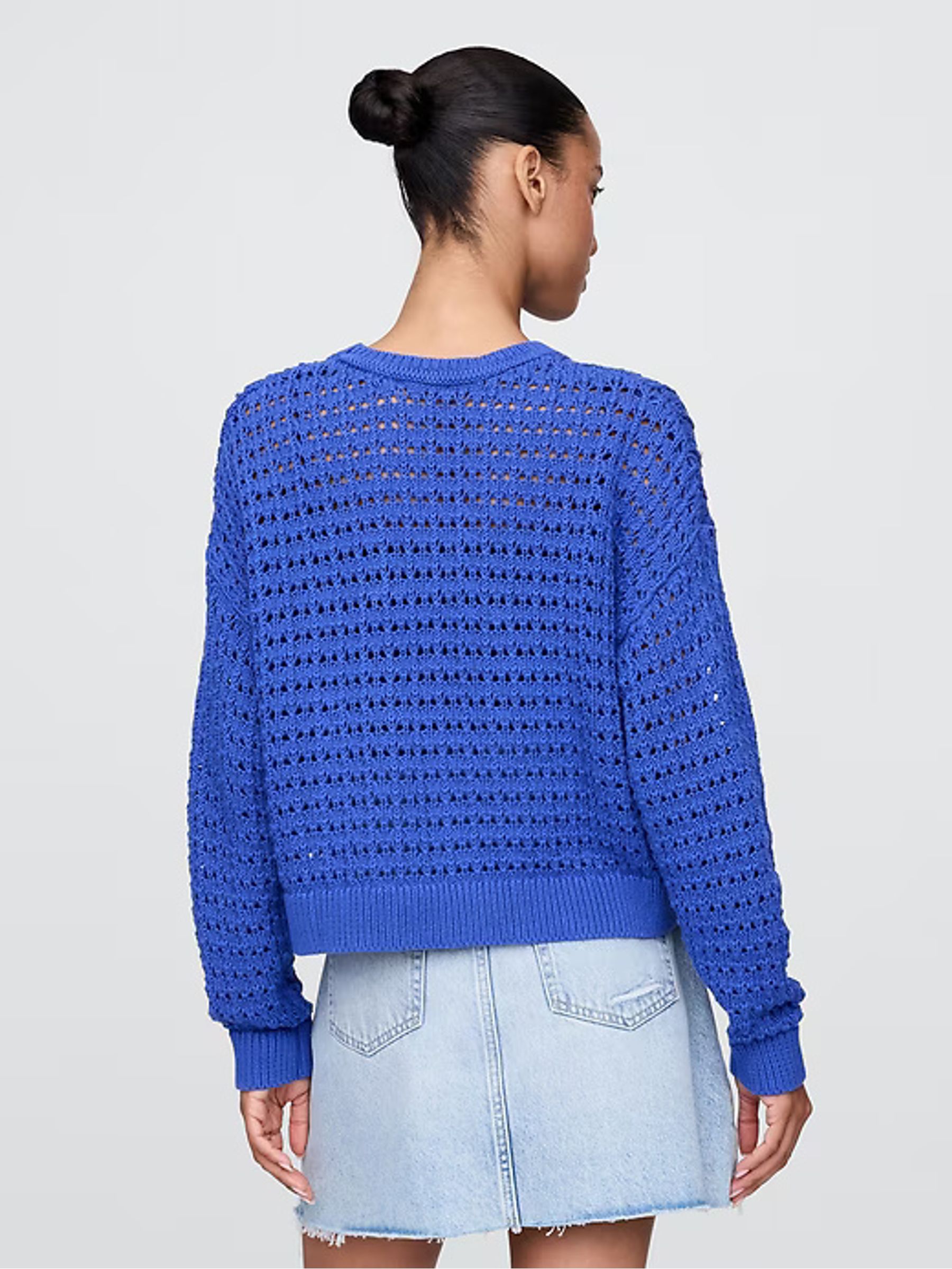 Blue Oversized Cotton Crochet Jumper | Gap