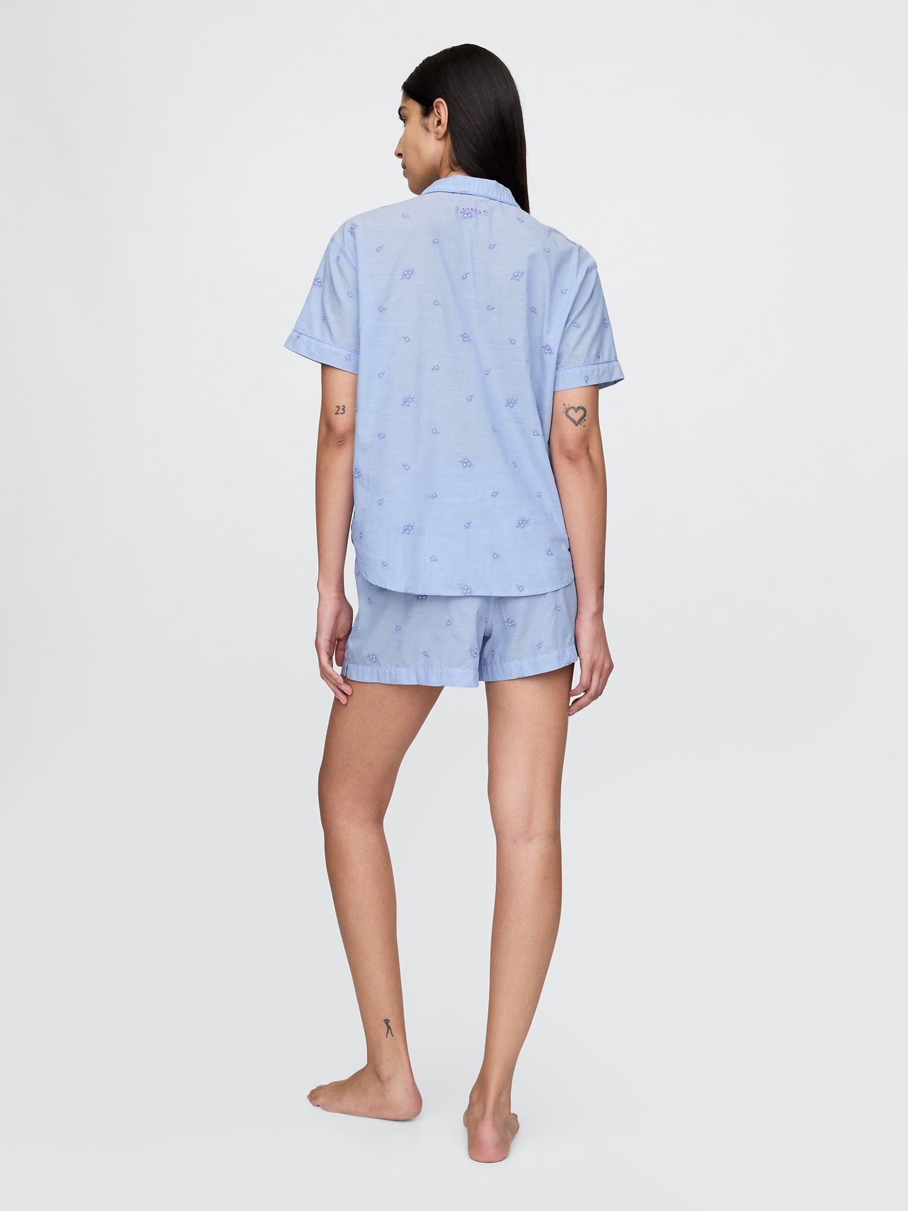 Blue Embroidered Pyjama Boxer Shorts - Image 2 of 4