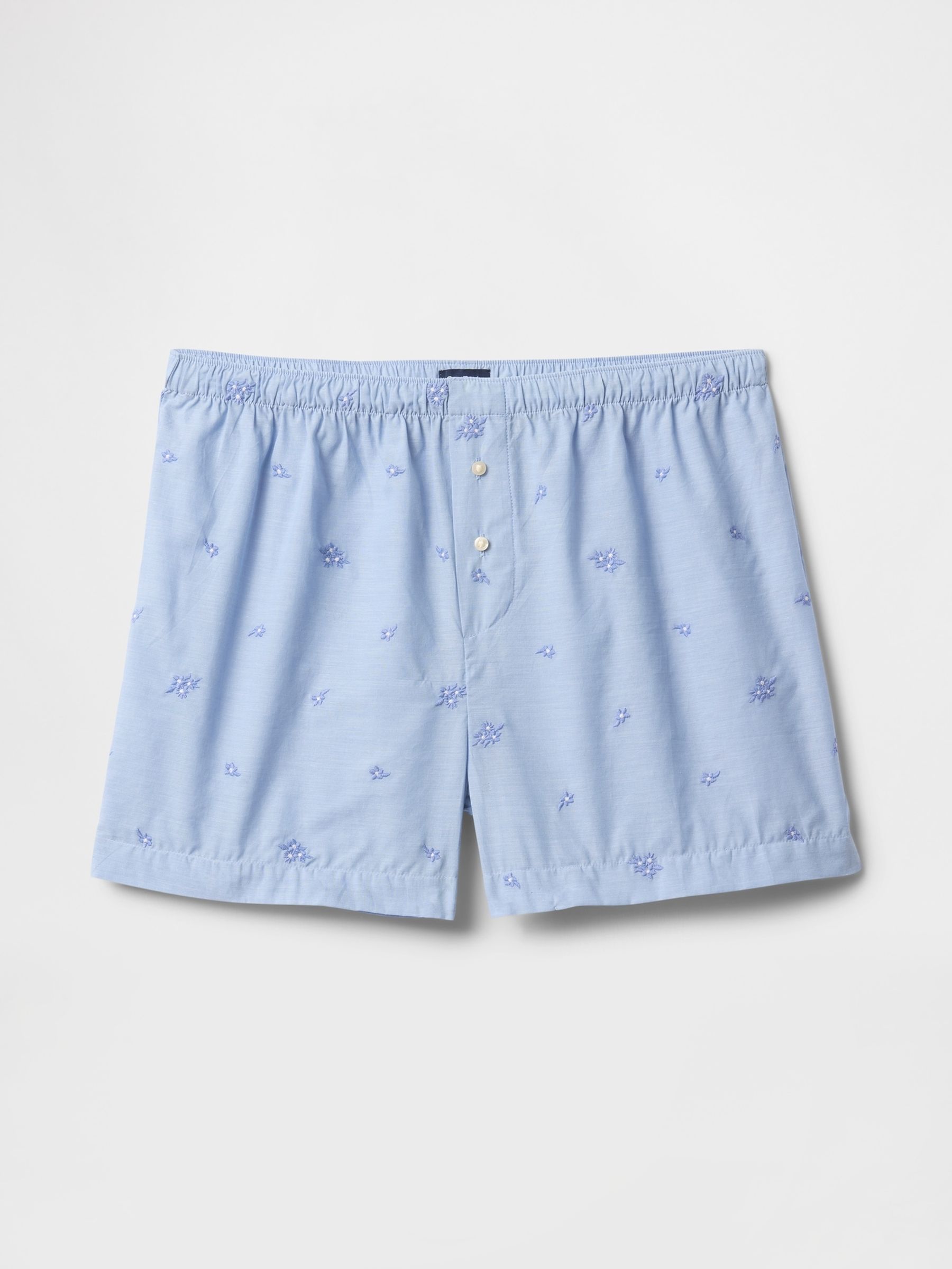 Blue Embroidered Pyjama Boxer Shorts - Image 3 of 4