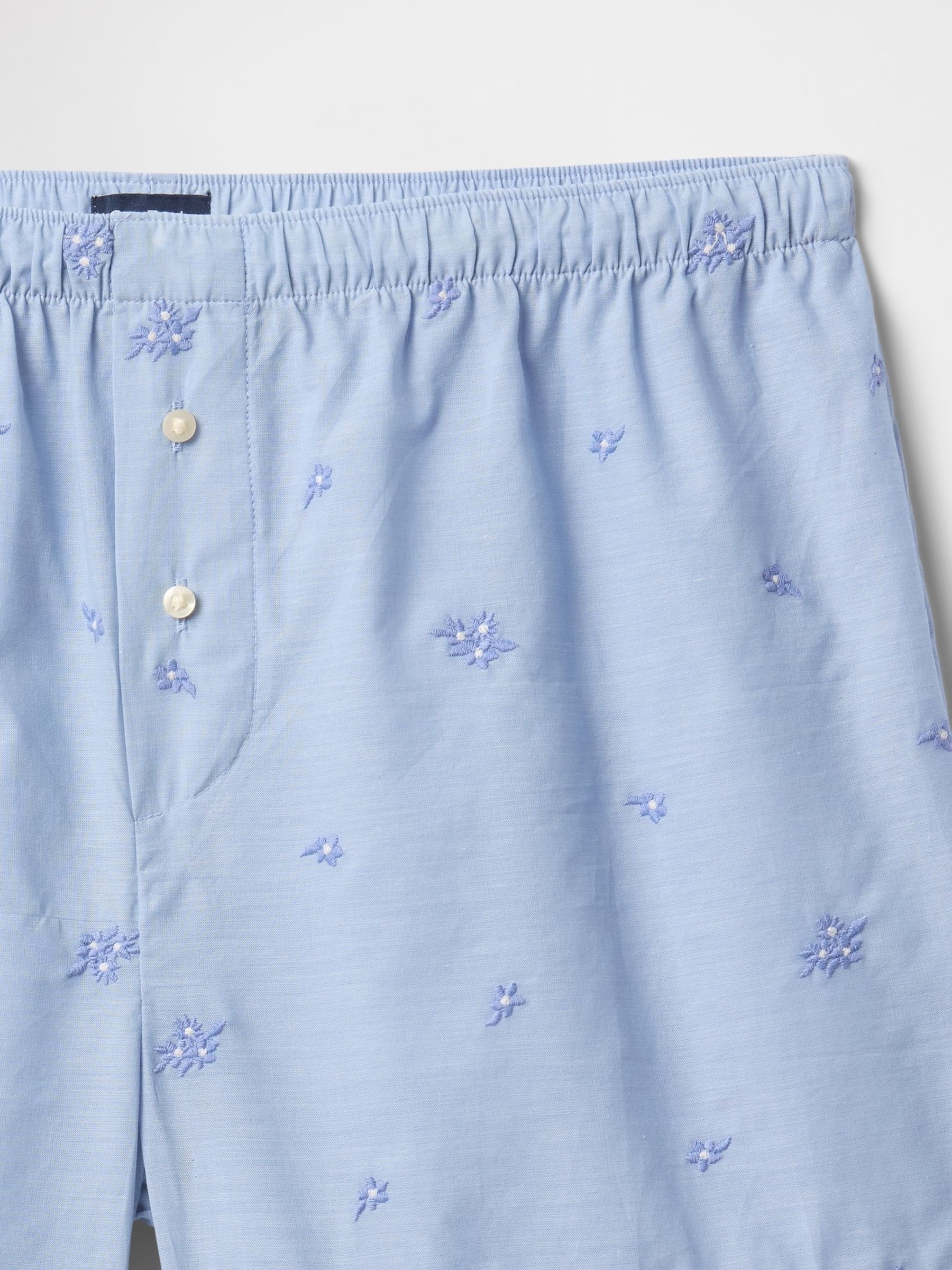 Blue Embroidered Pyjama Boxer Shorts - Image 4 of 4