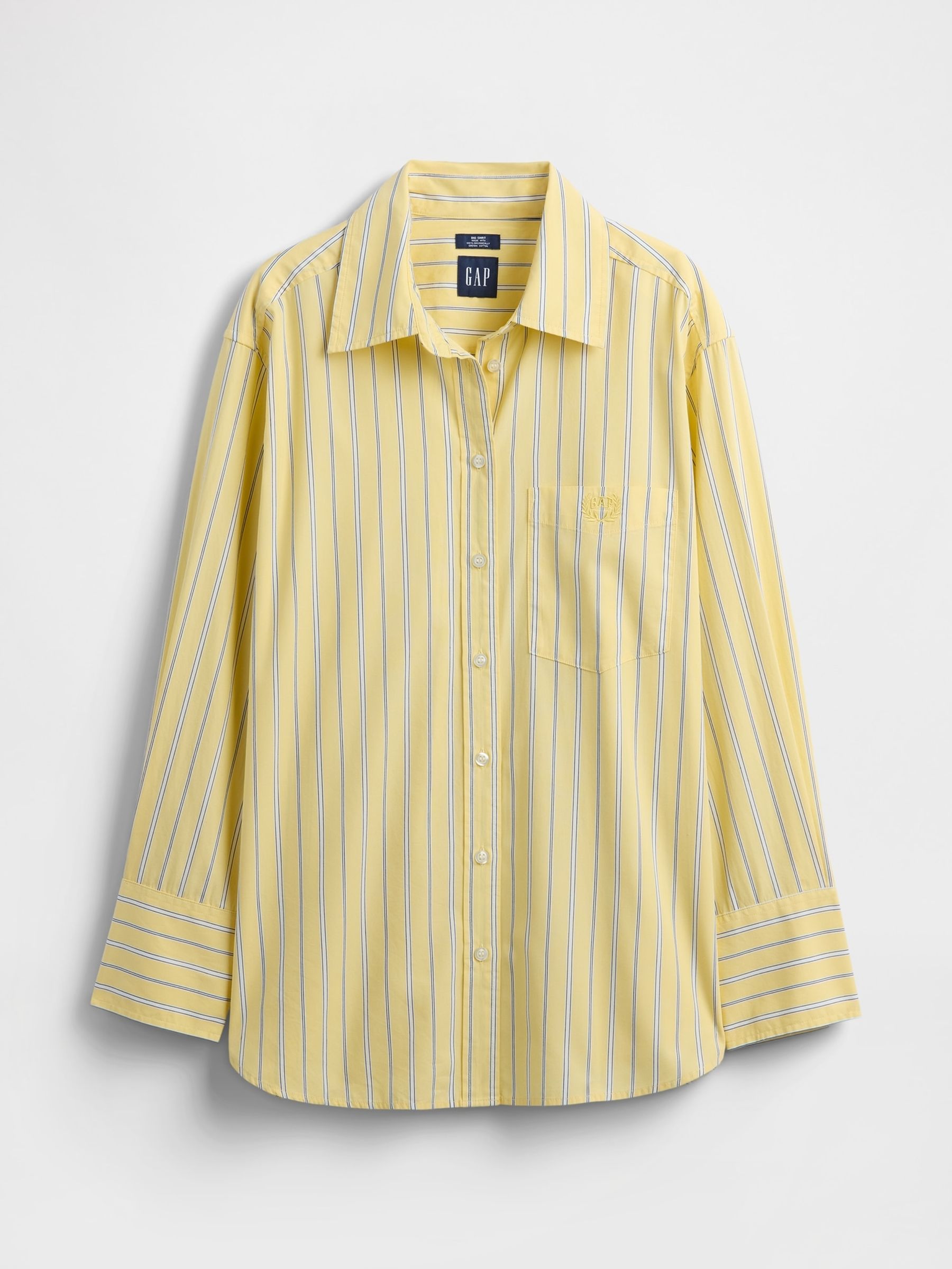 Yellow Cotton Poplin Striped Oversized Shirt - Image 3 of 4