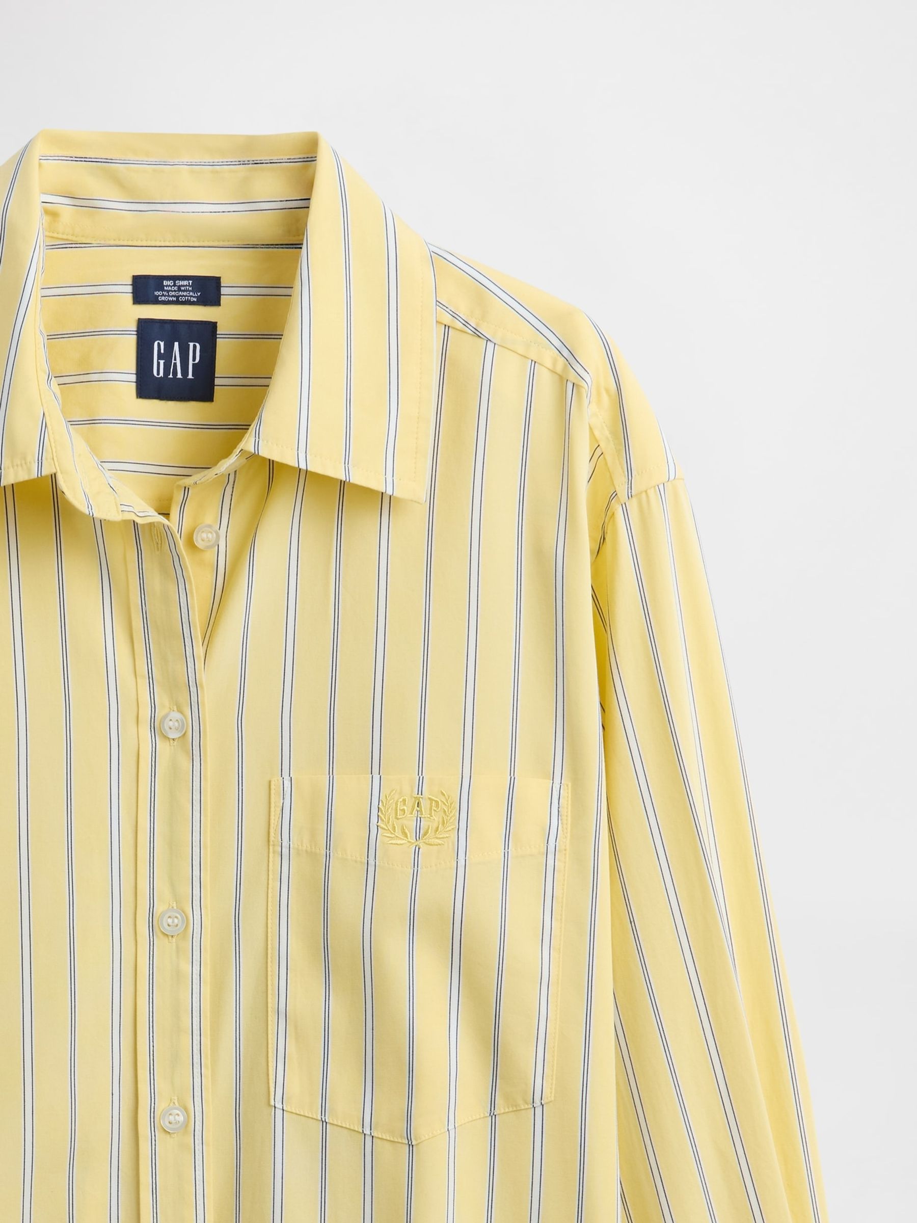 Yellow Cotton Poplin Striped Oversized Shirt - Image 6 of 7