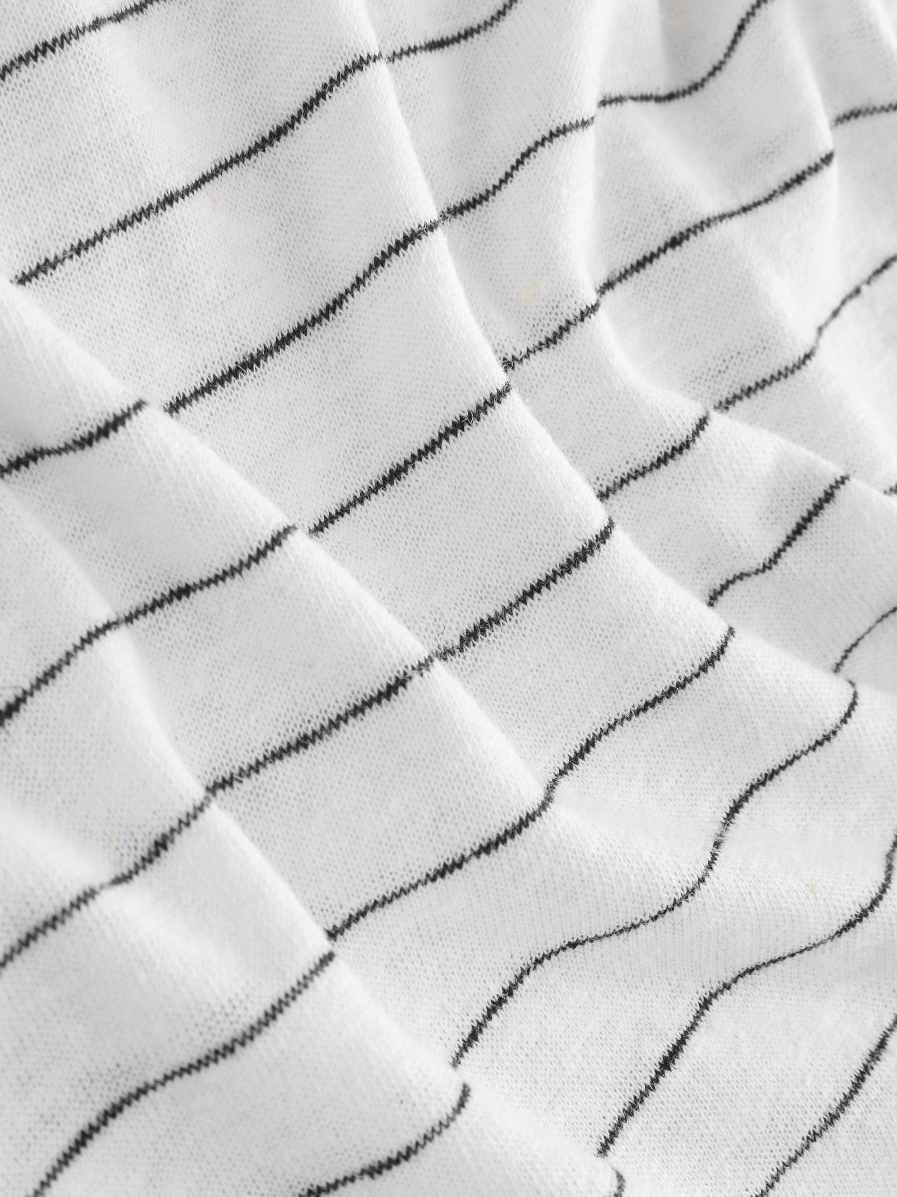 White/Black Stripe Linen Blend Short Sleeve Scoop Neck T-Shirt - Image 4 of 4