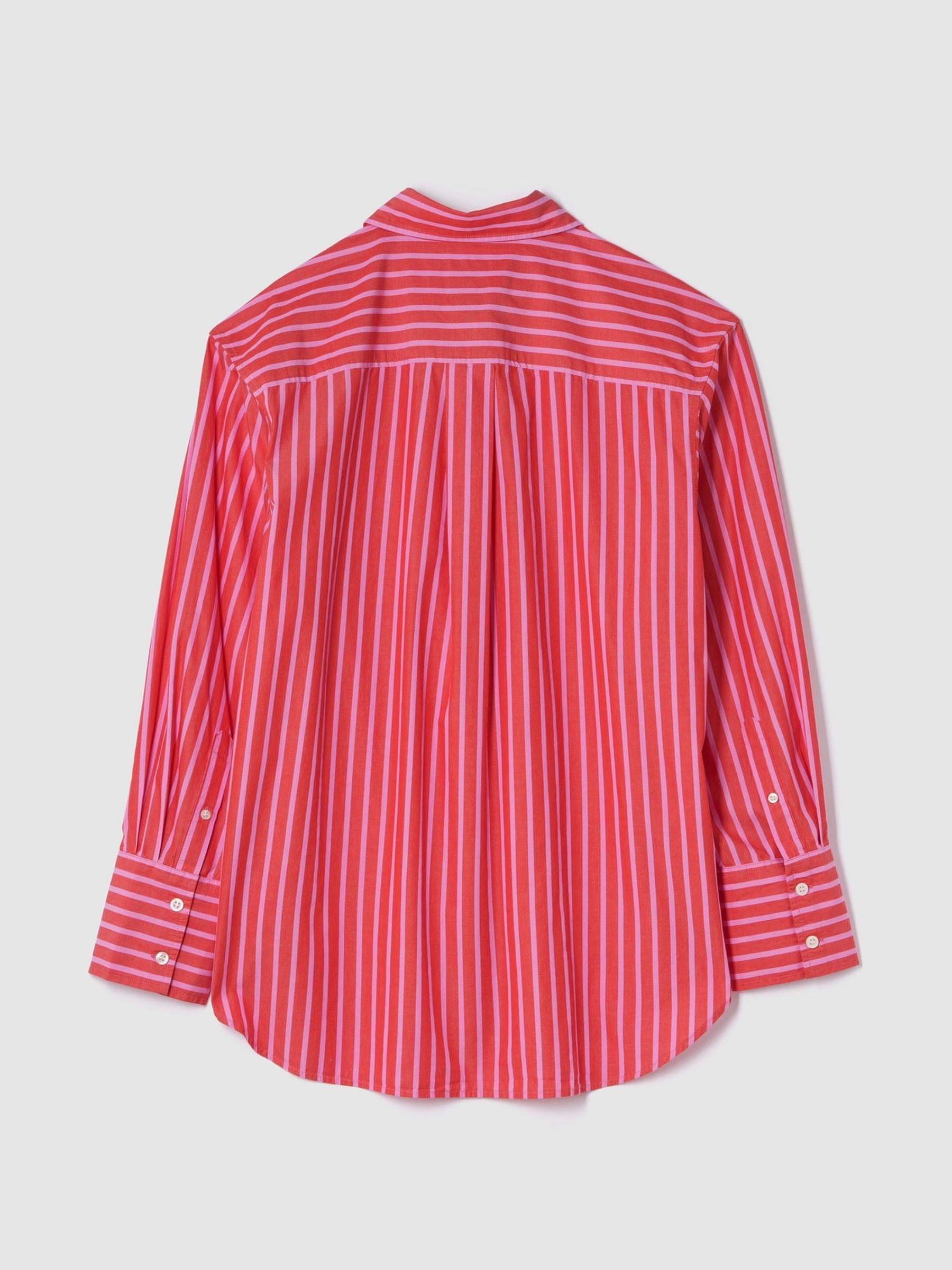Red Cotton Poplin Striped Oversized Shirt - Image 2 of 4
