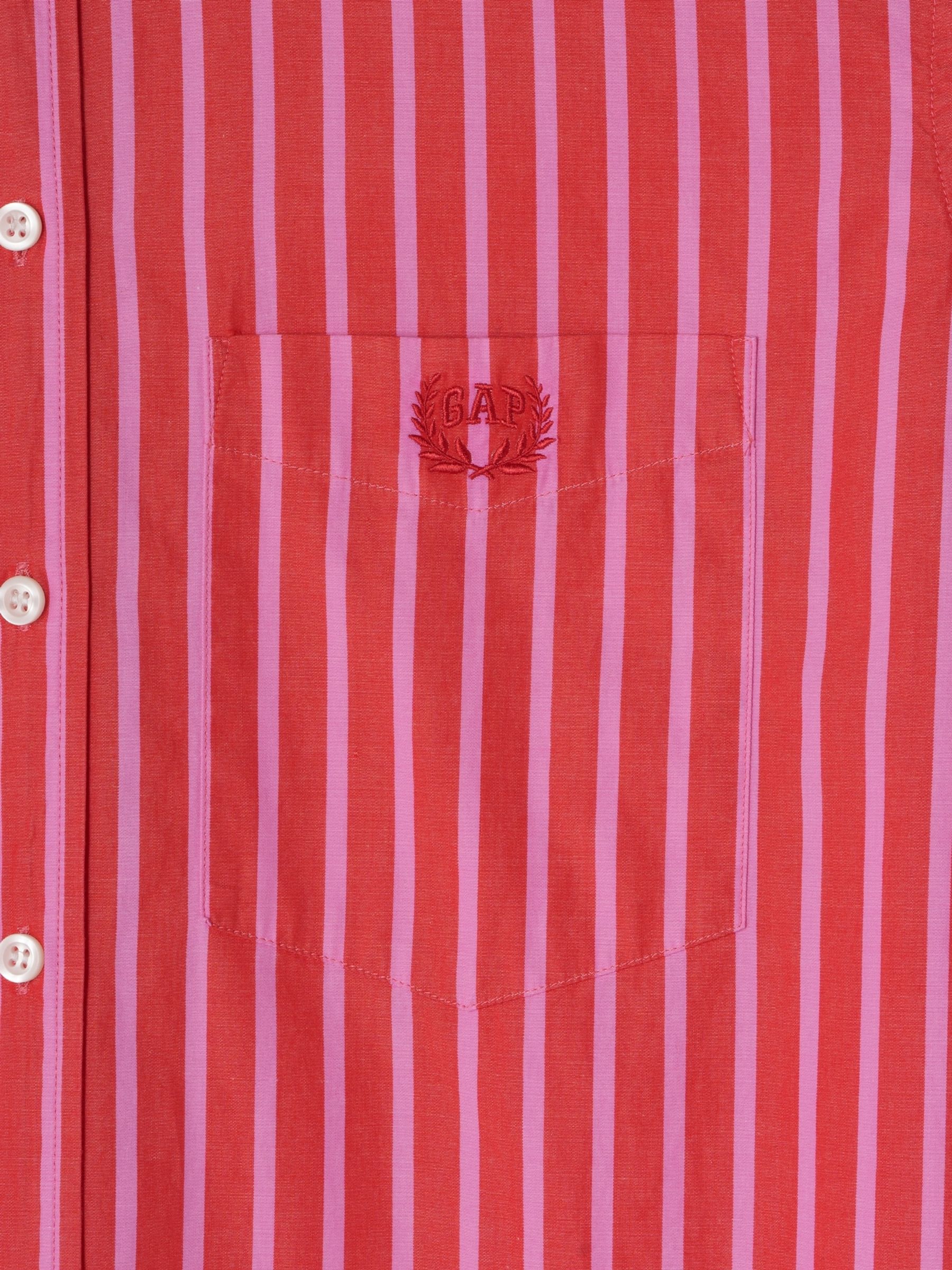 Red Cotton Poplin Striped Oversized Shirt - Image 5 of 5