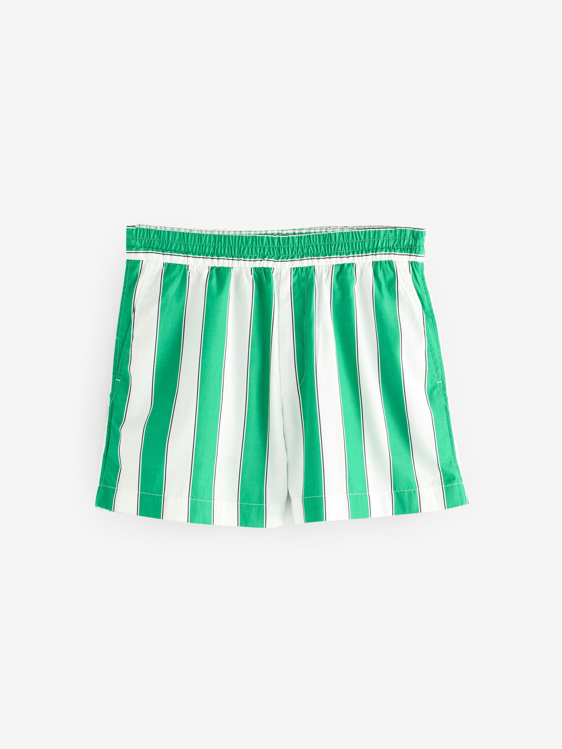 Green Cotton Poplin Striped Shorts - Image 6 of 9