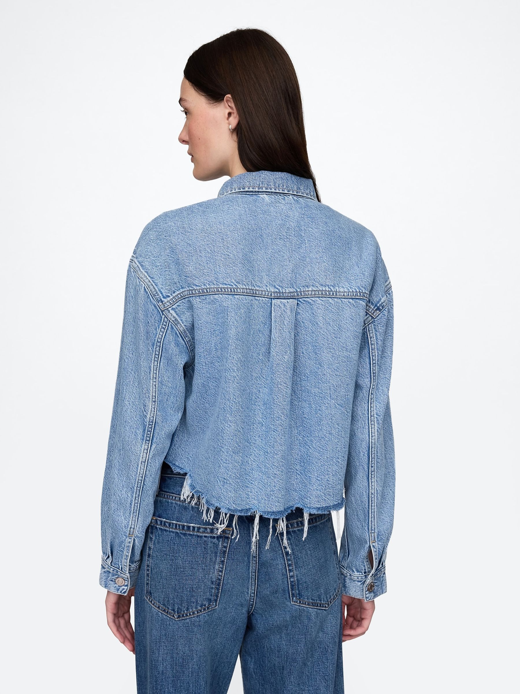 Blue UltraSoft Relaxed Cropped Icon Denim Jacket - Image 2 of 4