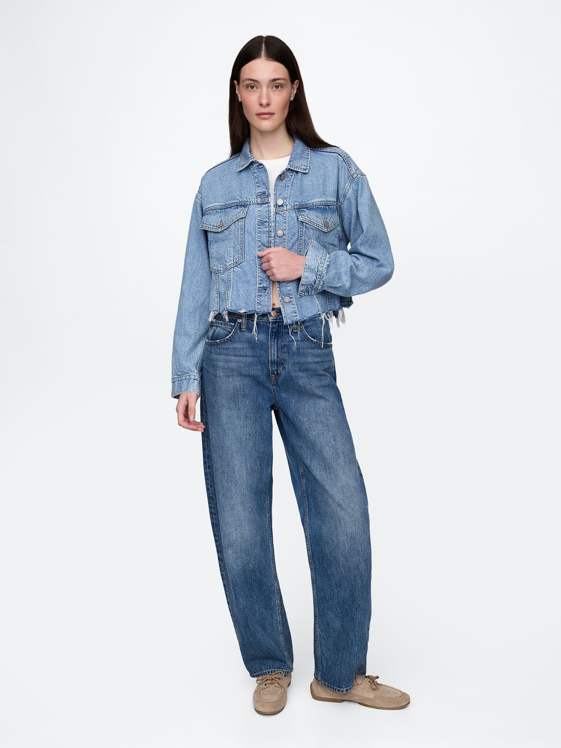 Blue UltraSoft Relaxed Cropped Icon Denim Jacket - Image 3 of 4