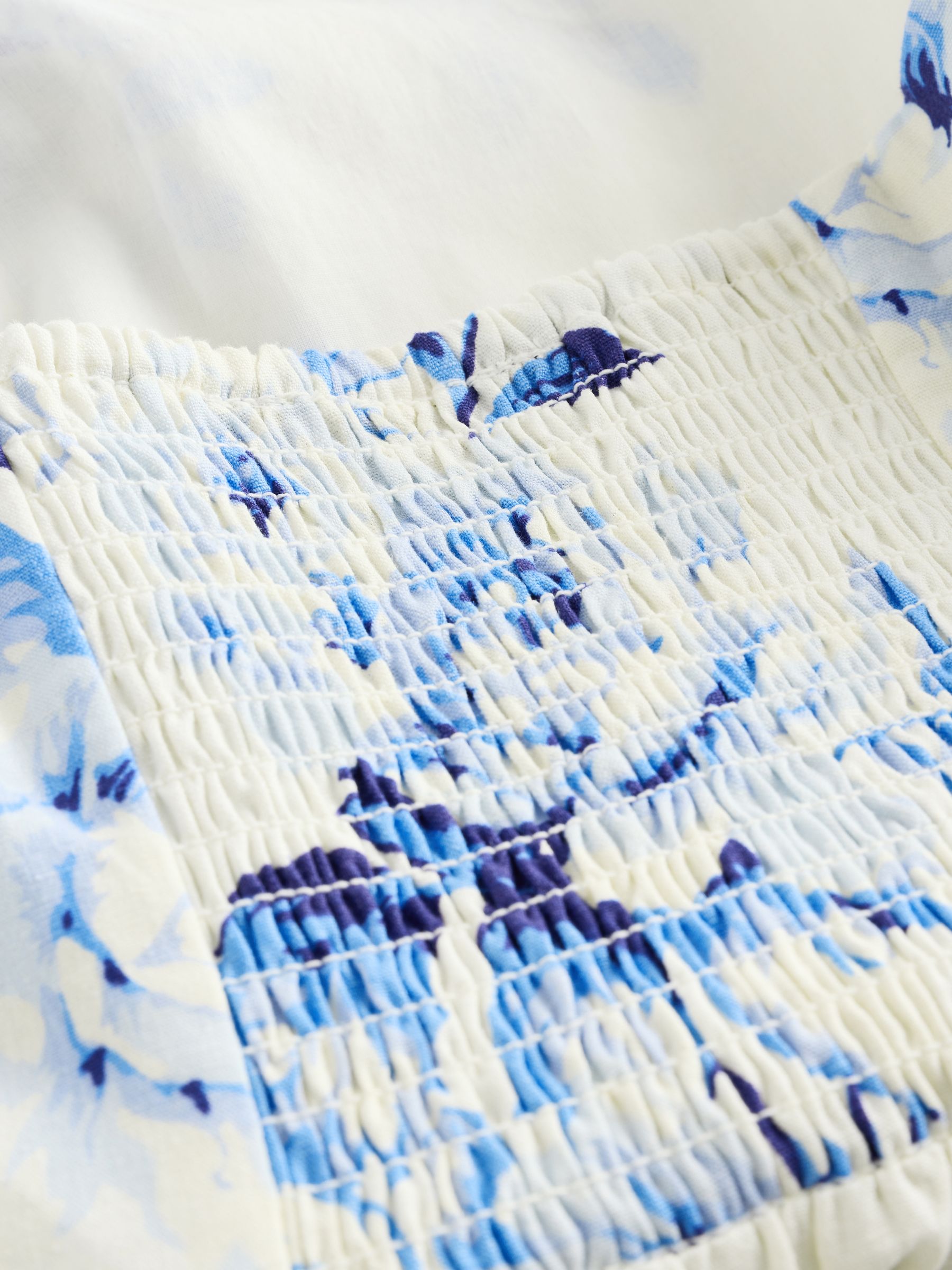 White/Blue Floral Sleeveless Halter Neck Maxi Dress - Image 5 of 5