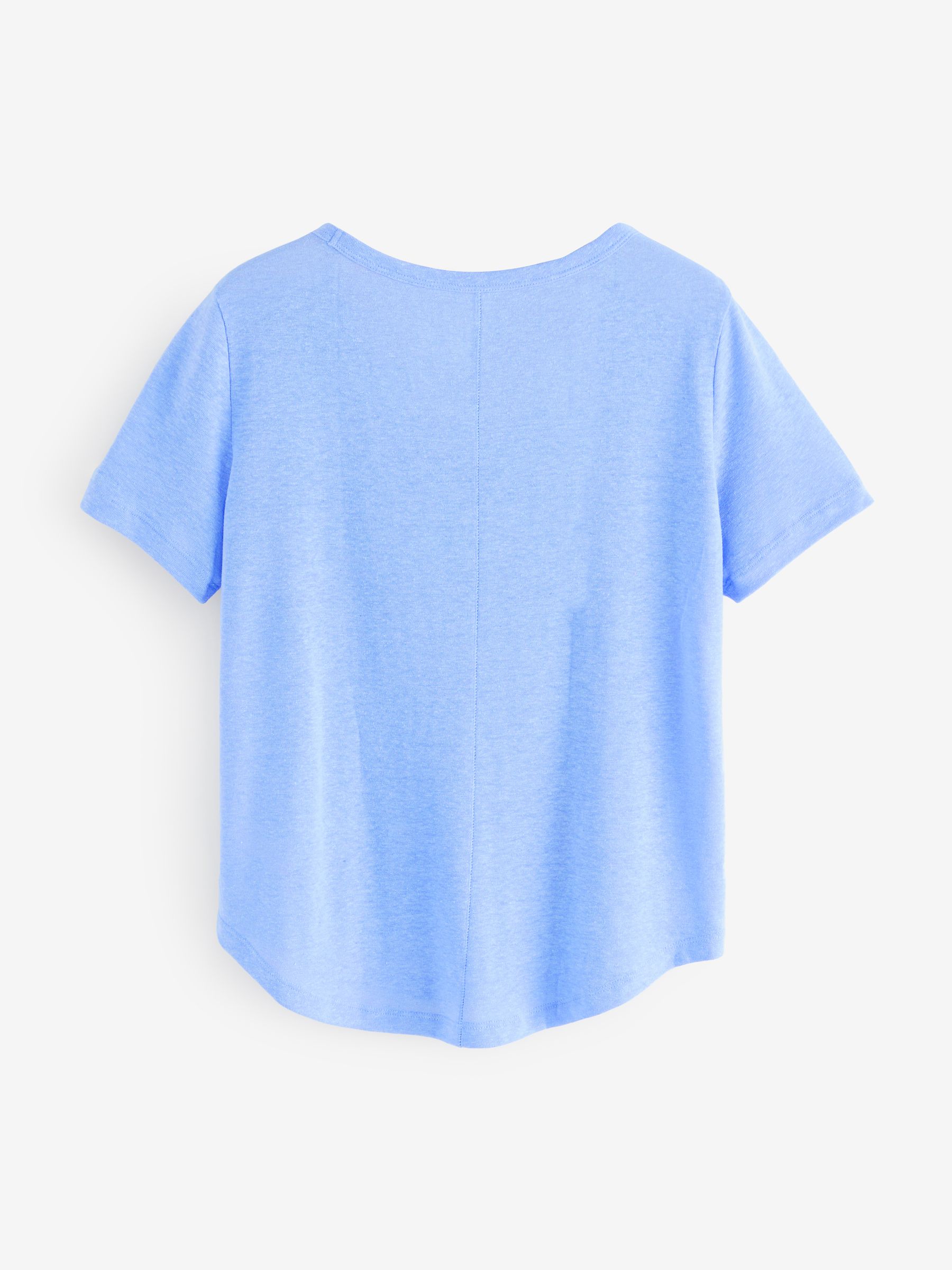Blue Linen Blend Short Sleeve Scoop Neck T-Shirt - Image 2 of 4