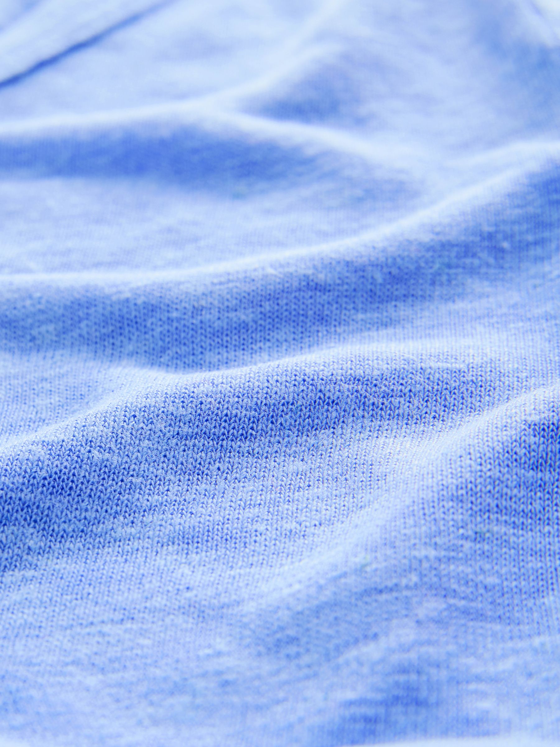 Blue Linen Blend Short Sleeve Scoop Neck T-Shirt - Image 4 of 4