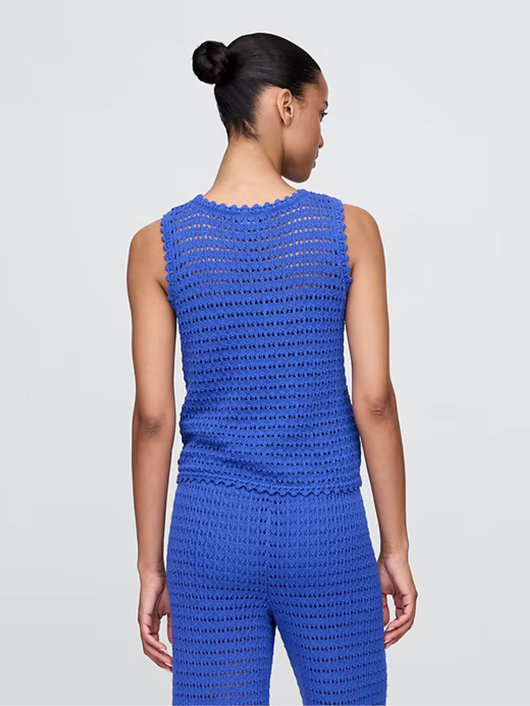 Blue Cotton Crochet Vest Top - Image 4 of 6