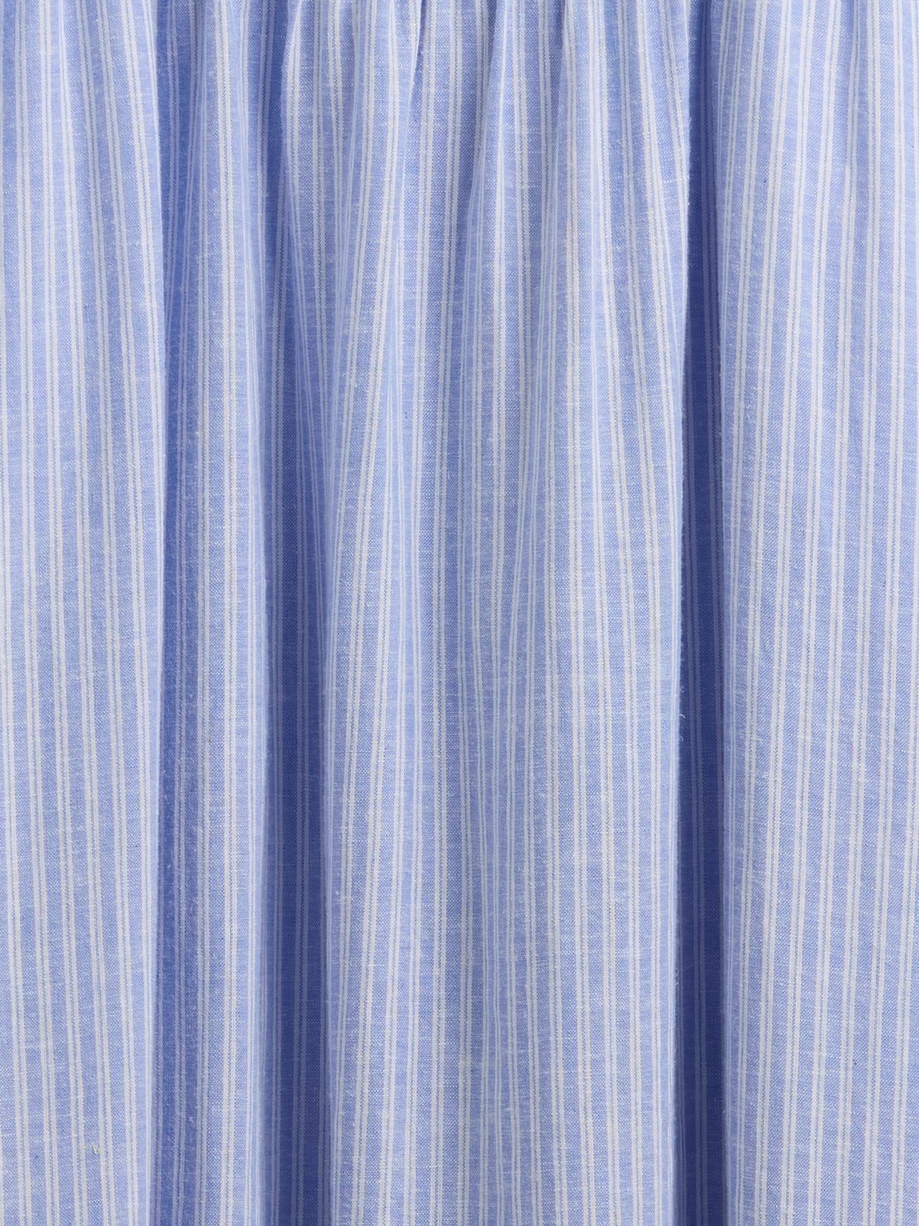 Blue Pinstripe Linen-Blend Drop-Waist Maxi Summer Dress - Image 5 of 5