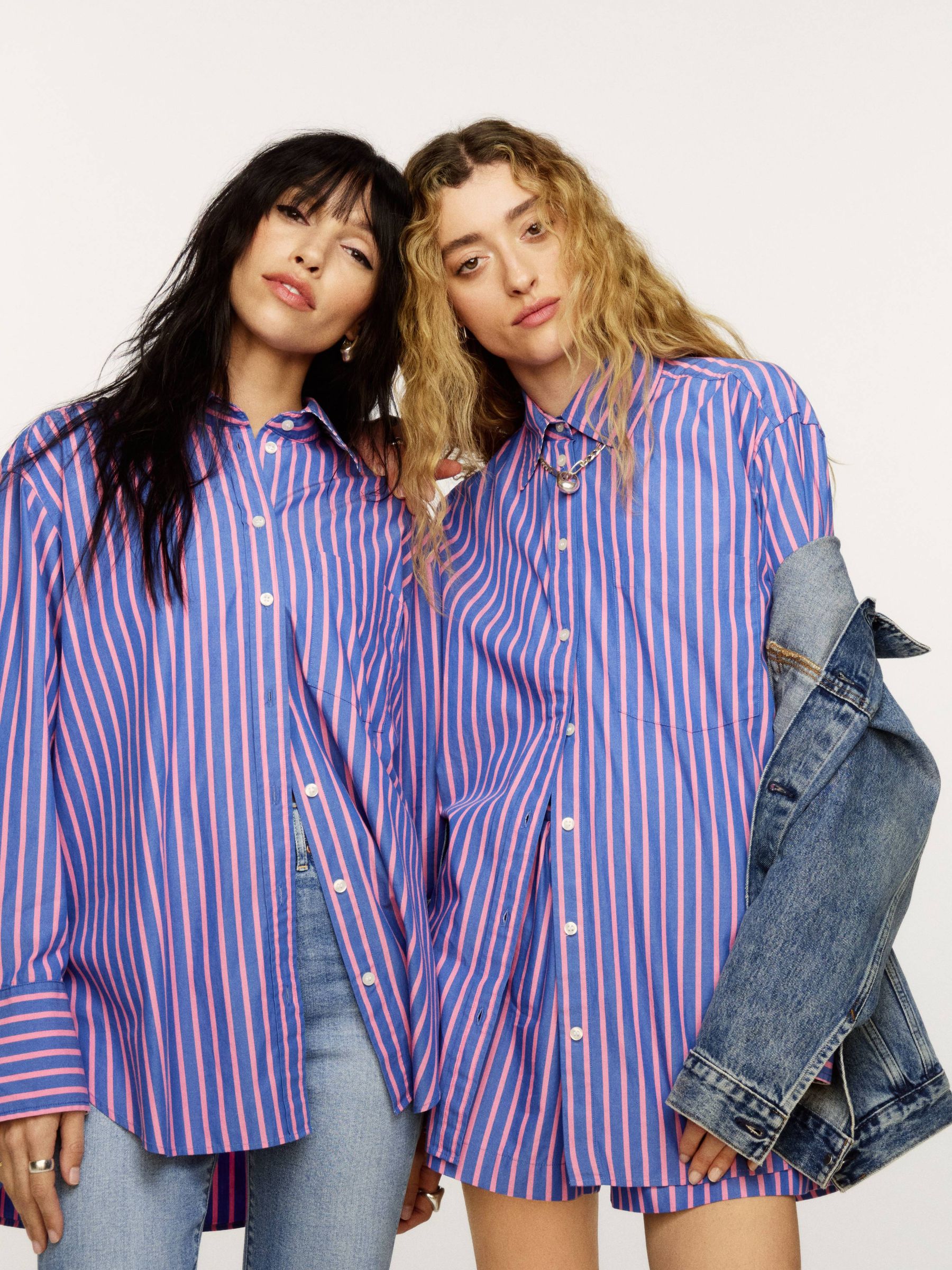 Blue/Pink Cotton Poplin Striped Oversized Shirt - Image 2 of 6